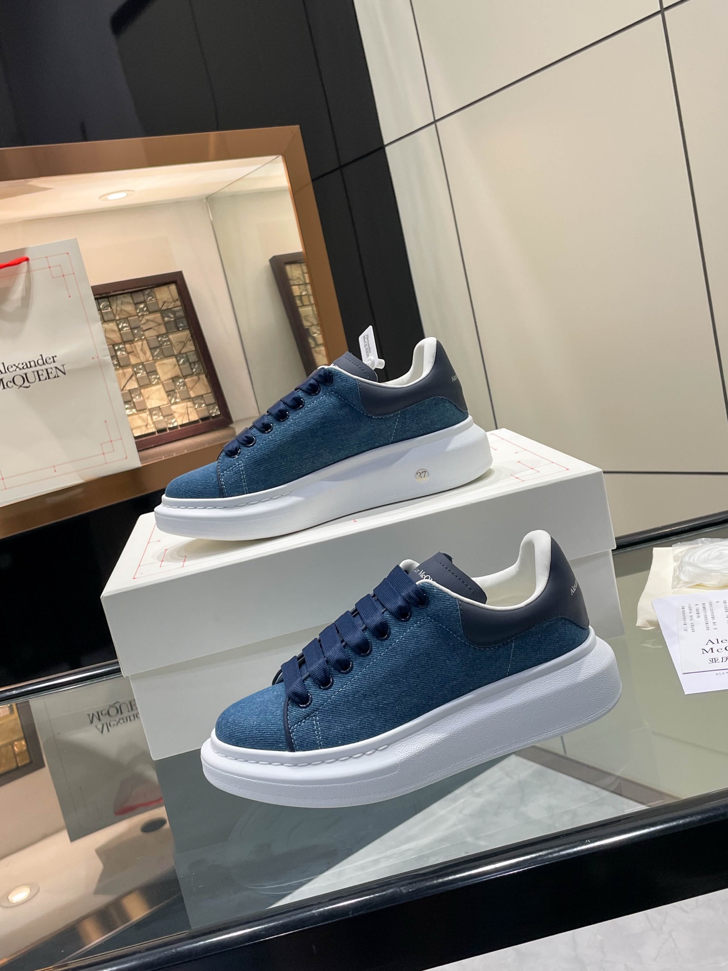 Alexander McQueen Denim Platform Sneakers