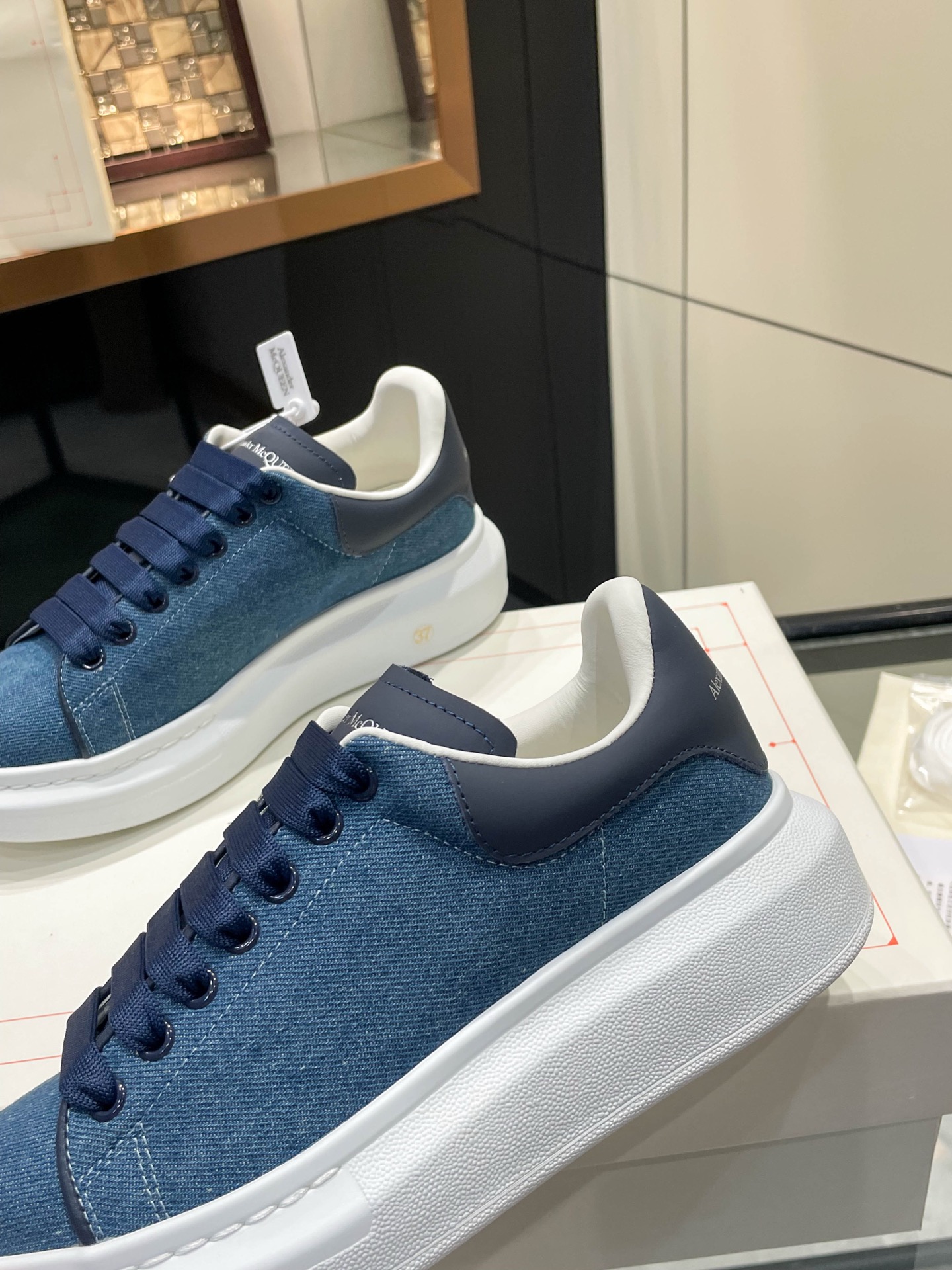 Alexander McQueen Denim Platform Sneakers
