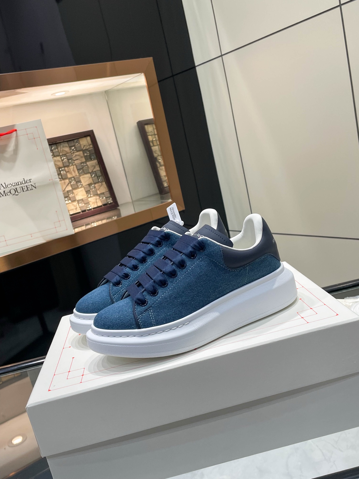 Alexander McQueen Denim Platform Sneakers