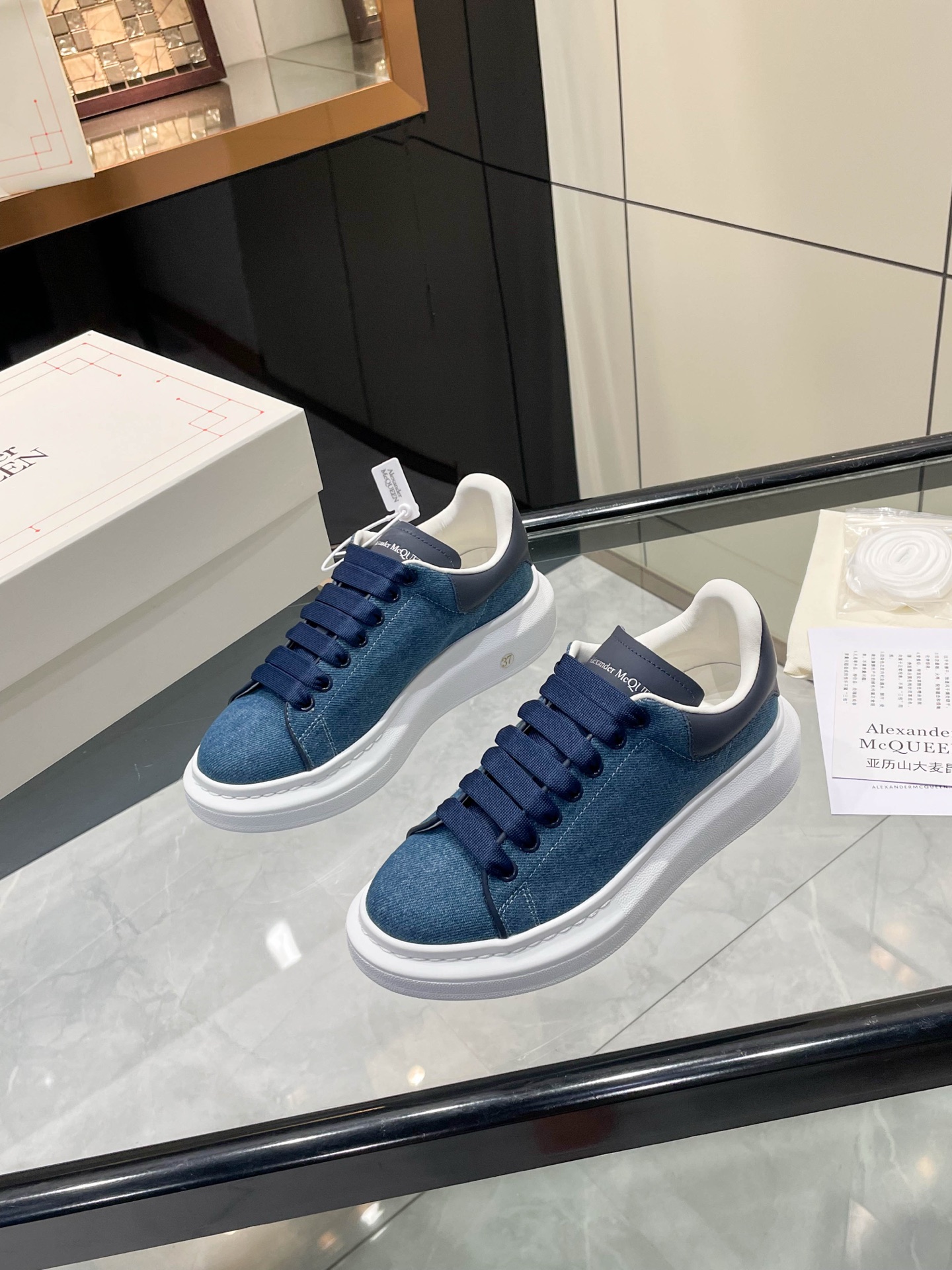 Alexander McQueen Denim Platform Sneakers