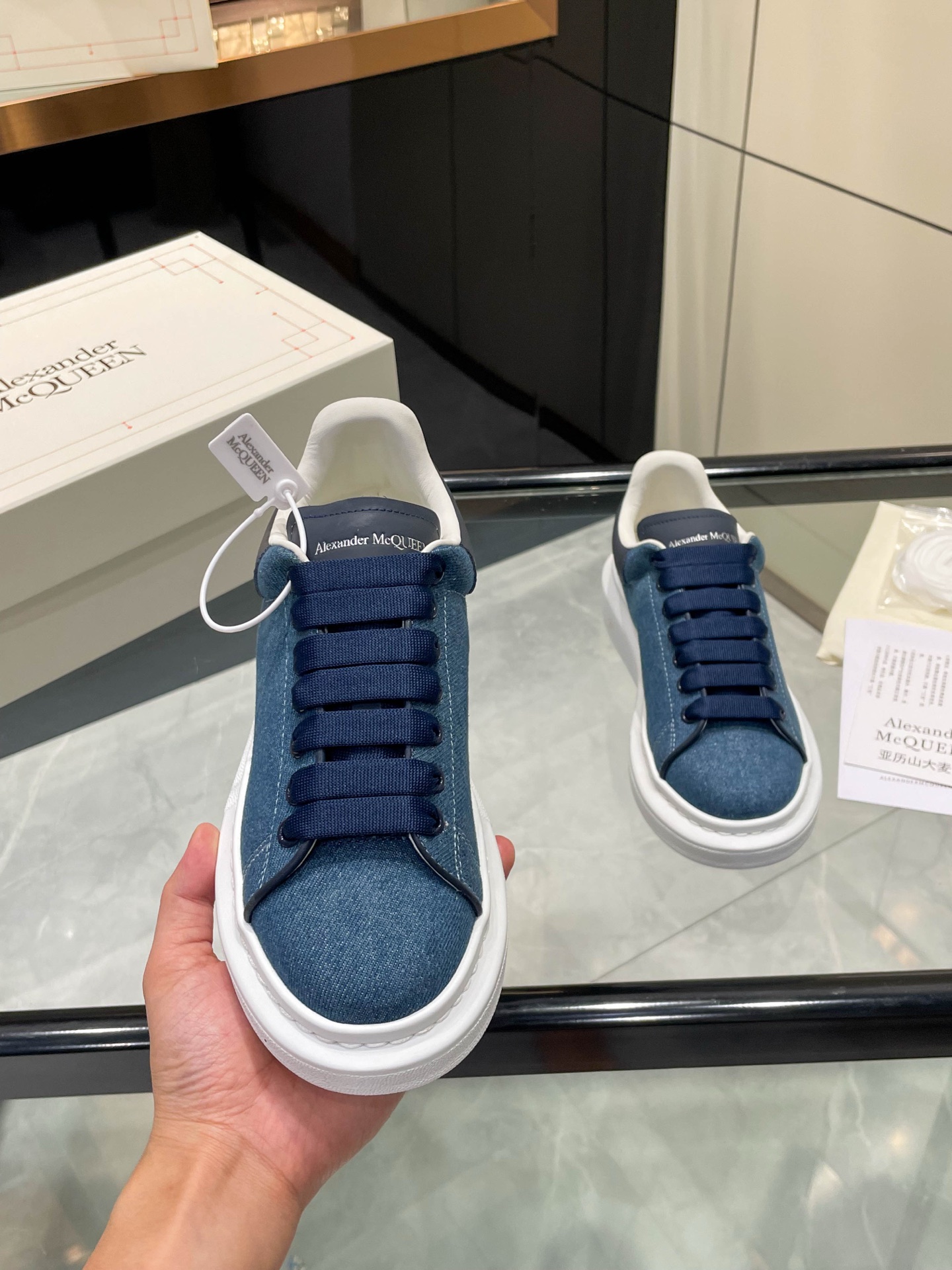 Alexander McQueen Denim Platform Sneakers