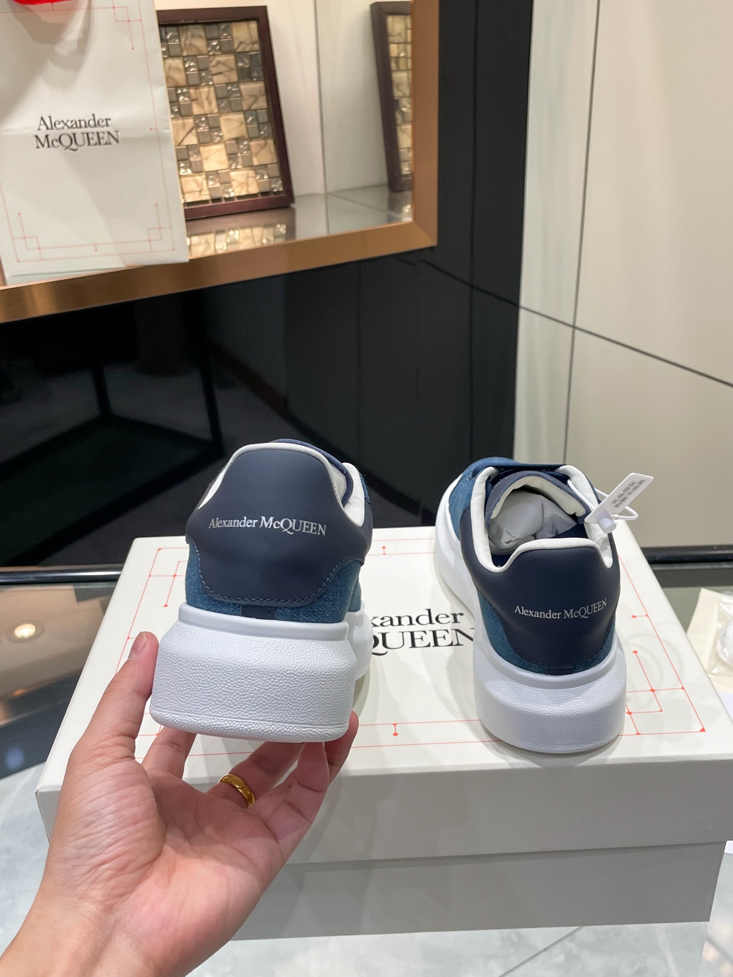 Alexander McQueen Denim Platform Sneakers