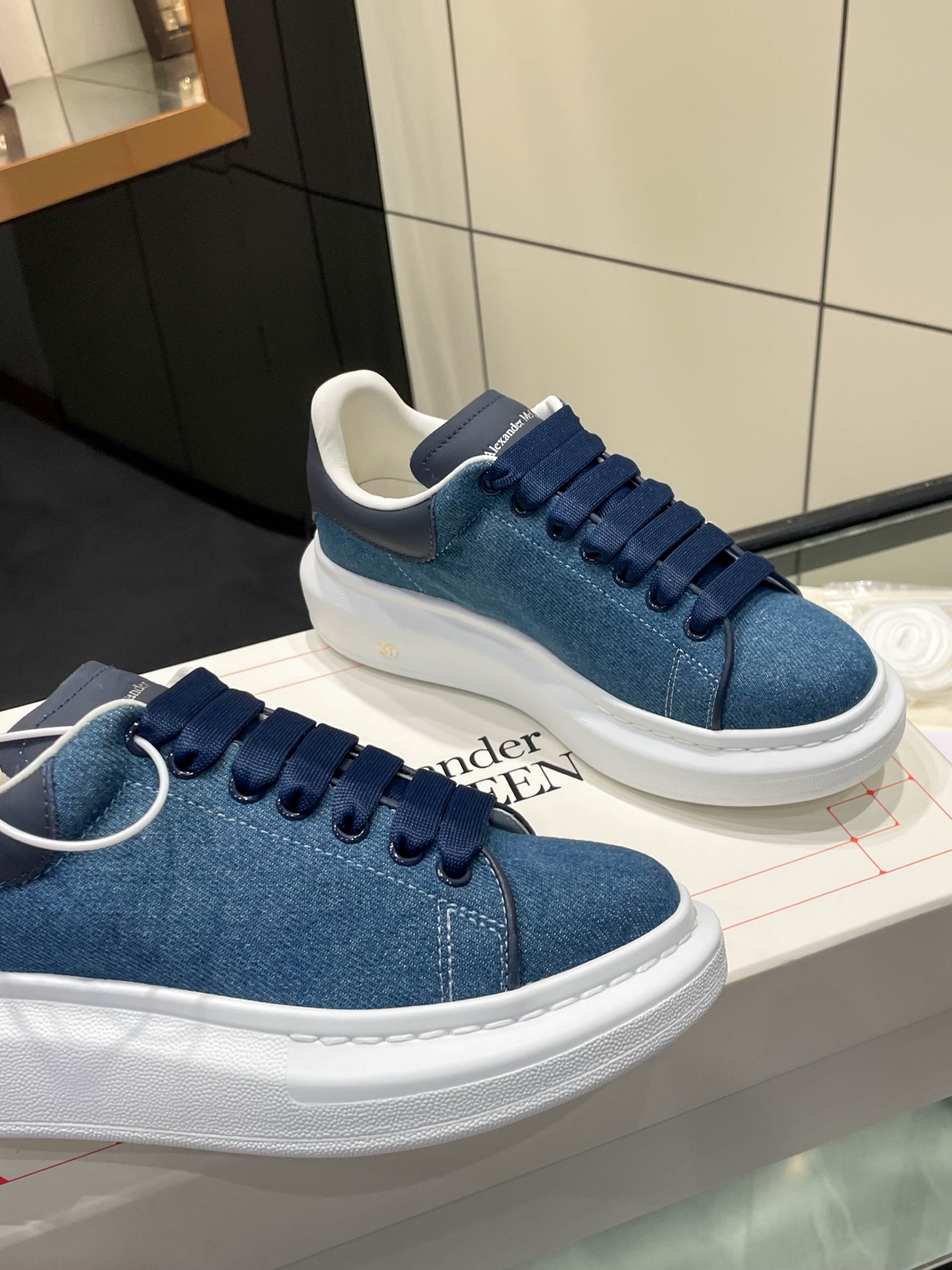 Alexander McQueen Denim Platform Sneakers
