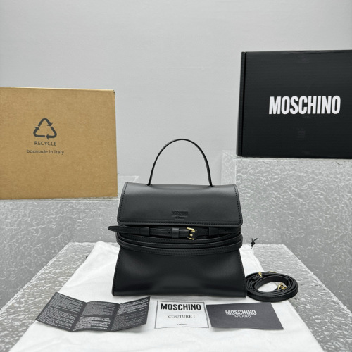 MOSCHINO Tie Me FW24 Lambskin Handbag, Small Size, Black Leather 1 MOSCHINO Tie Me FW24 Lambskin Handbag, Small Size, Black Leather