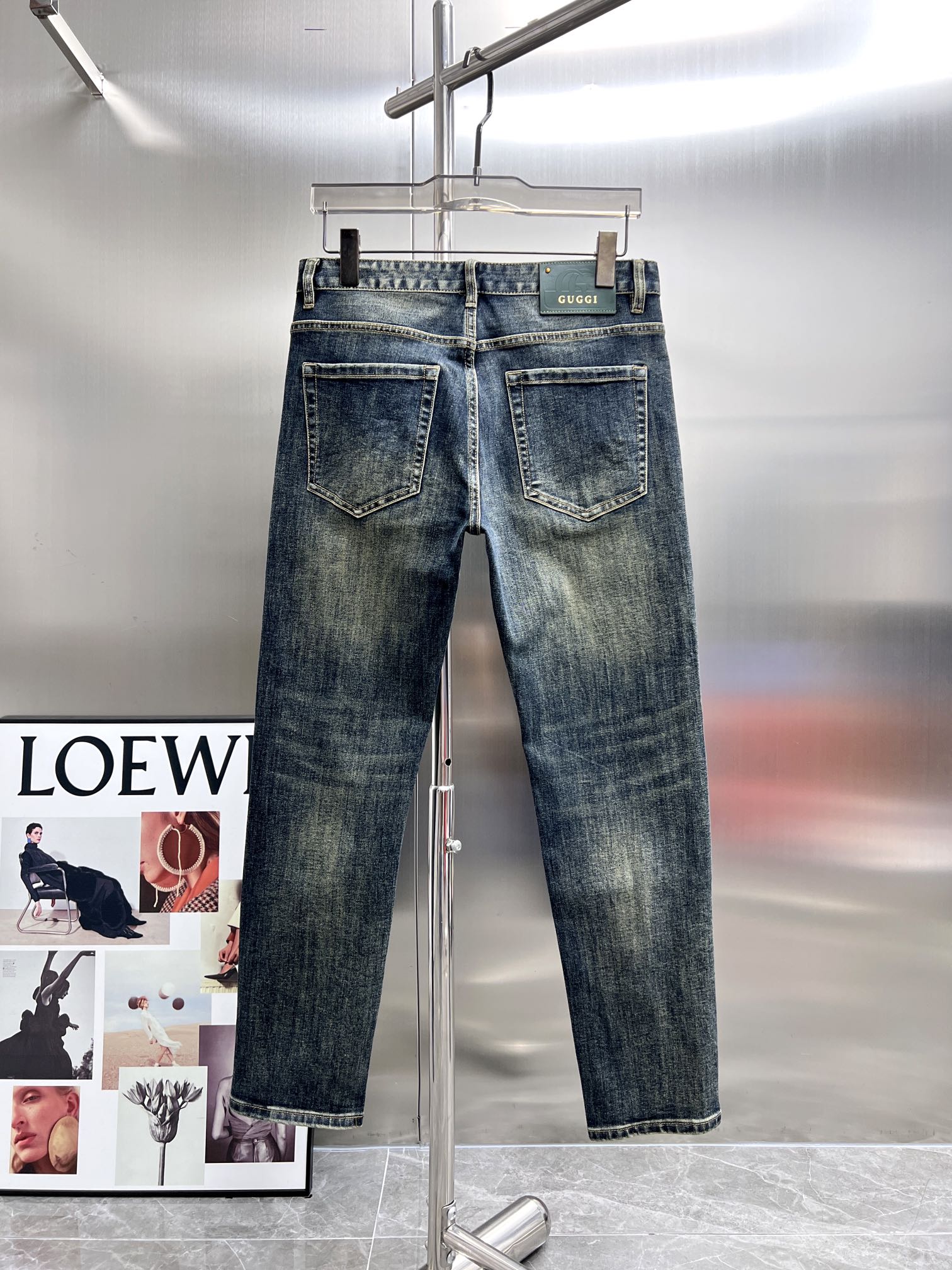 Gucci 2024 SS New Jeans: High-Quality Cotton Fabric with Unique Hardware, Sizes 28-36 - 图片 2