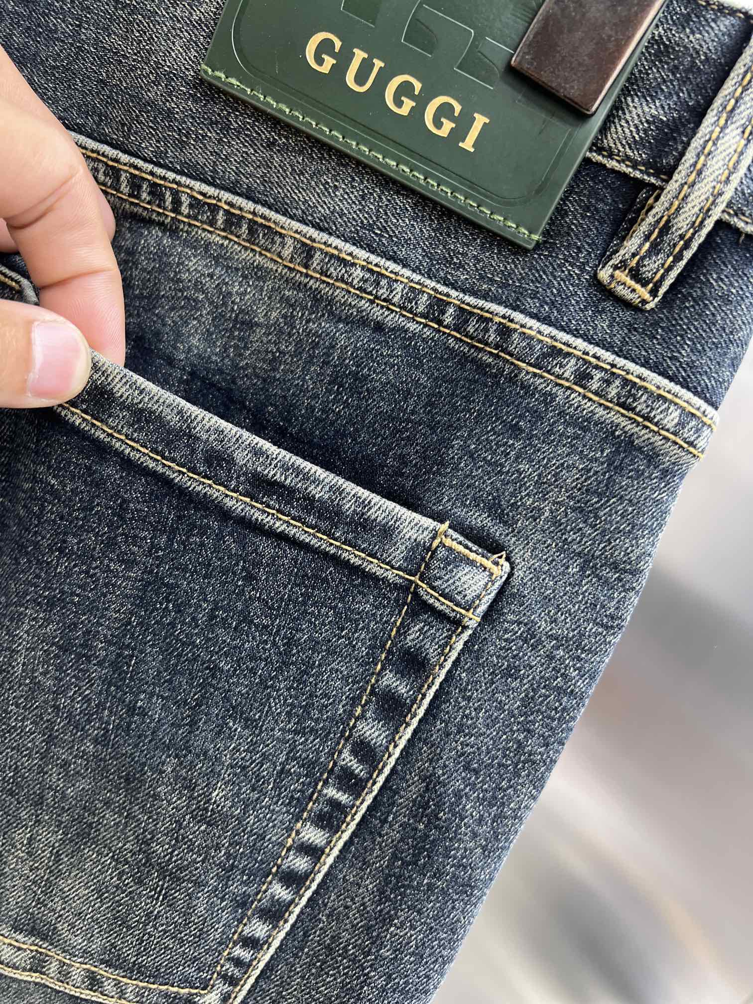 Gucci 2024 SS New Jeans: High-Quality Cotton Fabric with Unique Hardware, Sizes 28-36 - 图片 9