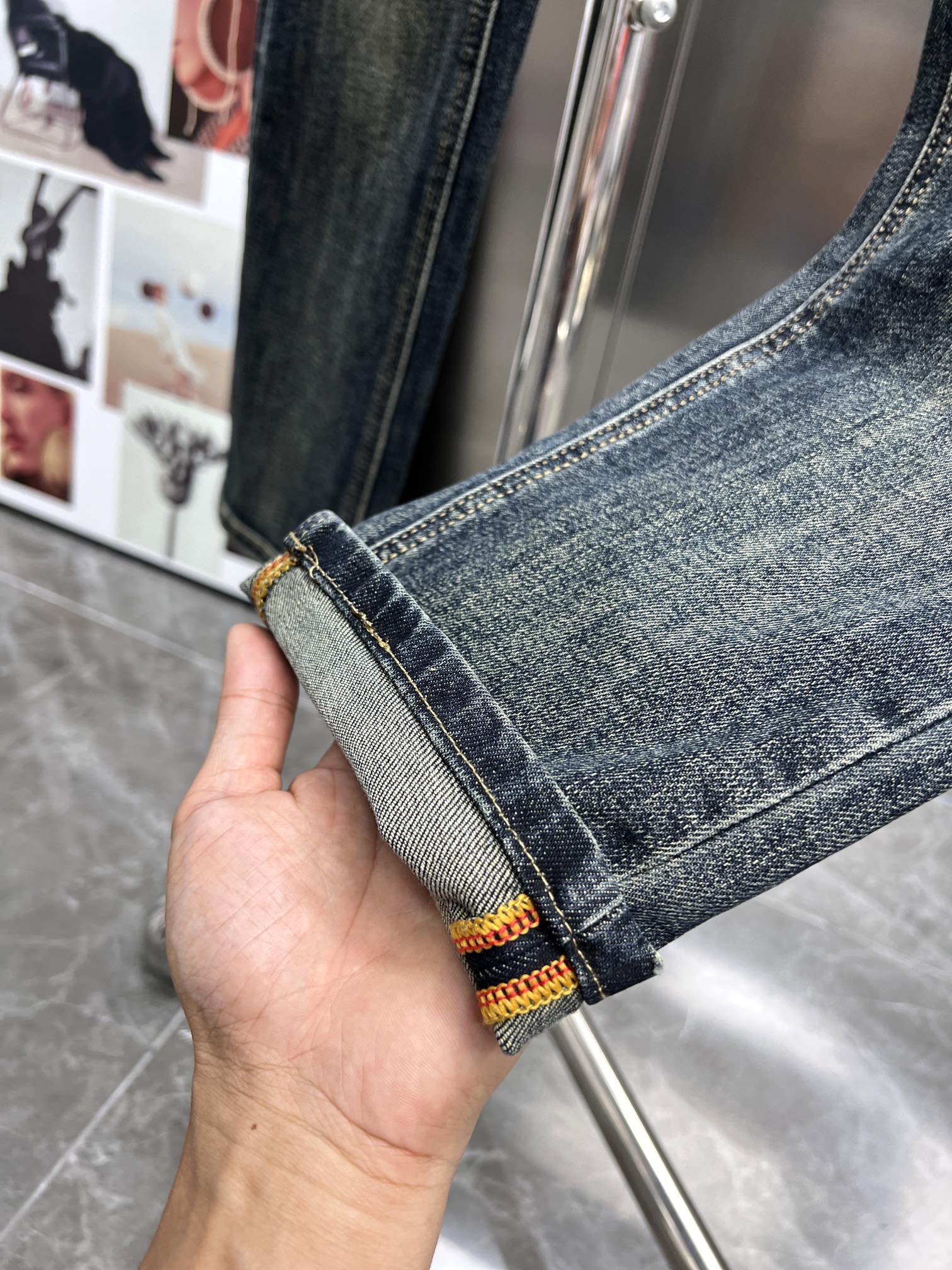 Gucci 2024 SS New Jeans: High-Quality Cotton Fabric with Unique Hardware, Sizes 28-36 - 图片 7