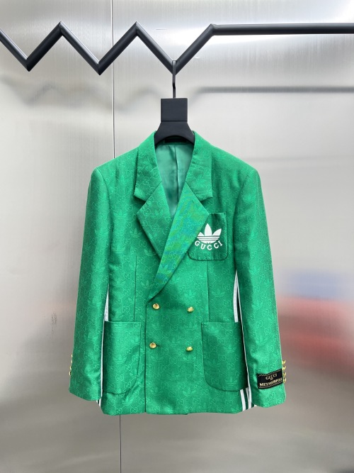 Gucci x Adidas Collaboration Green Blazer - Stylish, High-End Tailored Fit 1 Gucci x Adidas Collaboration Green Blazer – Stylish, High-End Tailored Fit