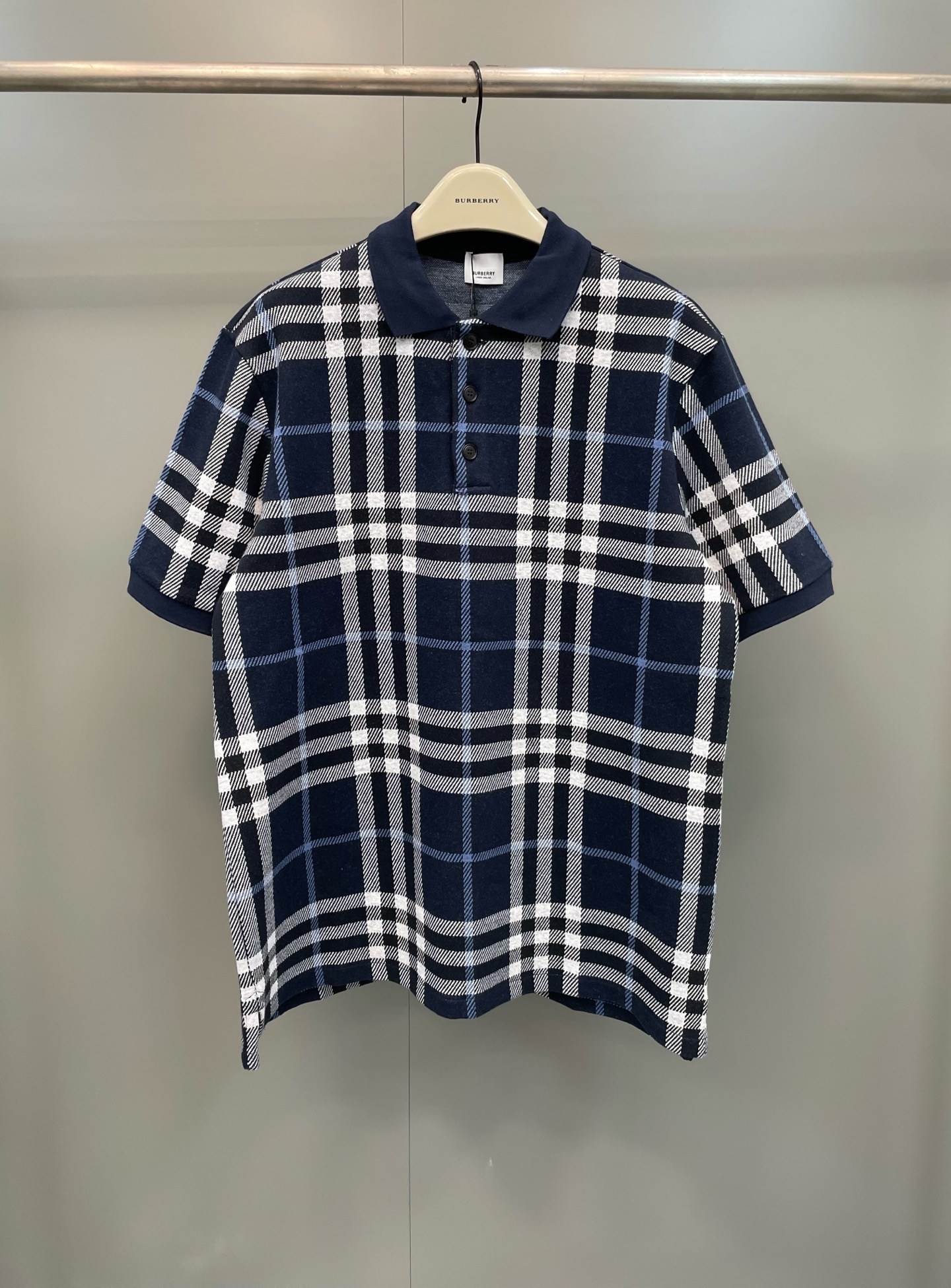 NO:786883,BBR high version plaid cotton jacquard straight short-sleeved Polo shirt, Burberry-clothing, T-shirt,19860909BBR高版本格纹棉质提花直筒短袖 Polo衫,博柏利-服装,T-shirt,,Women's clothing