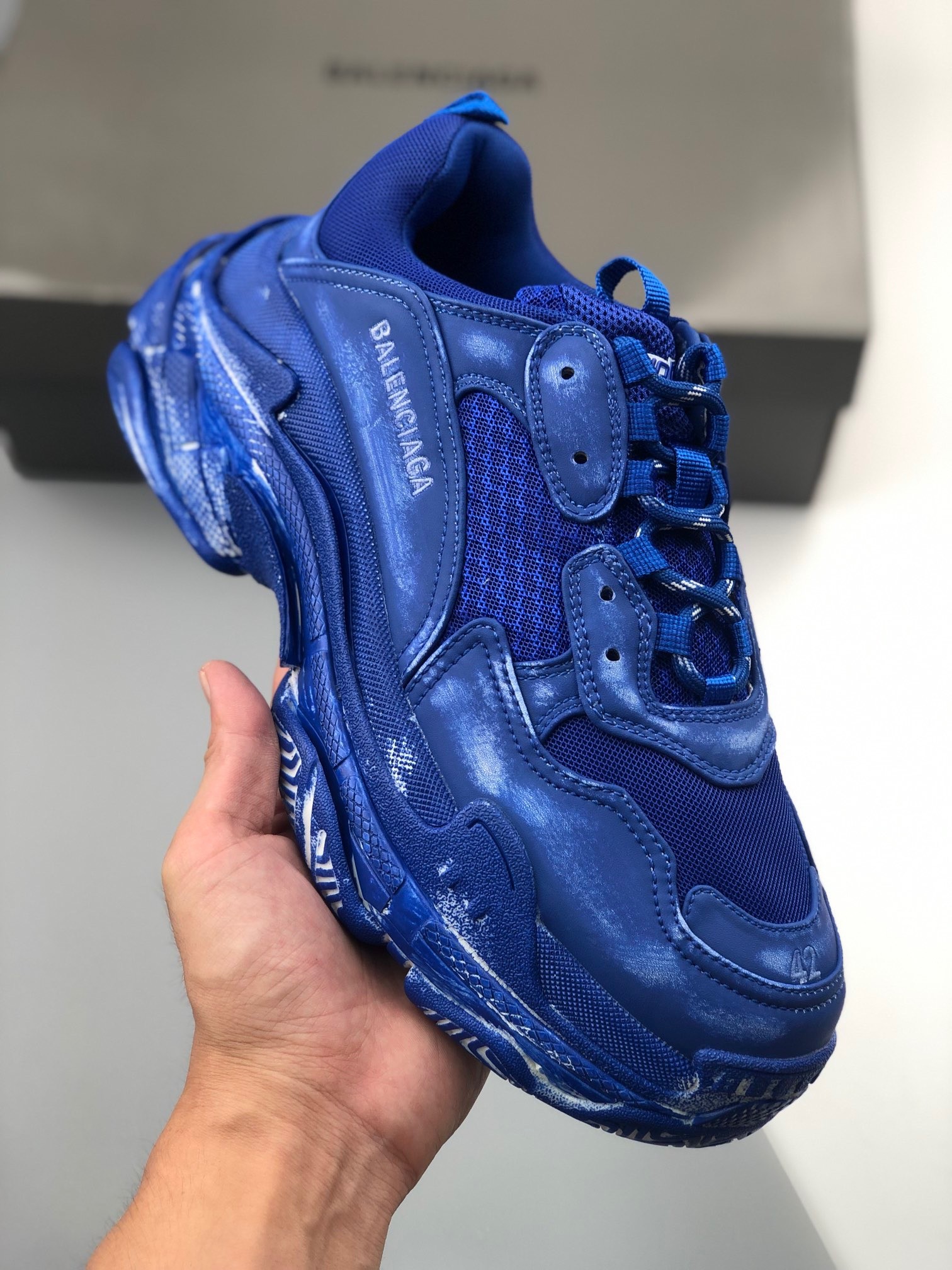 特价清货原400+纯原BALENCIAGADefenderRubberPlatformSneakers巴