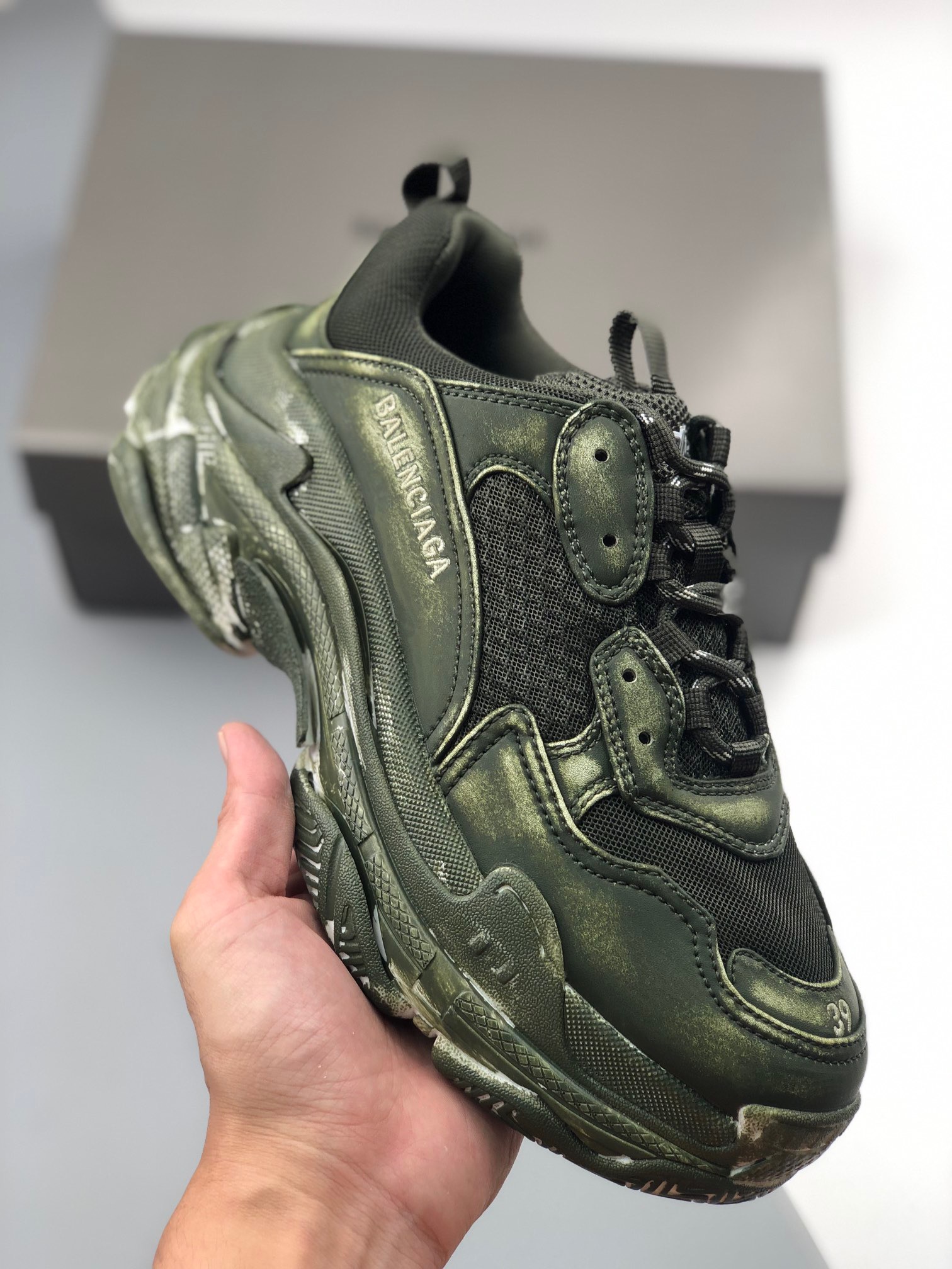 特价清货原400+纯原BALENCIAGADefenderRubberPlatformSneakers巴