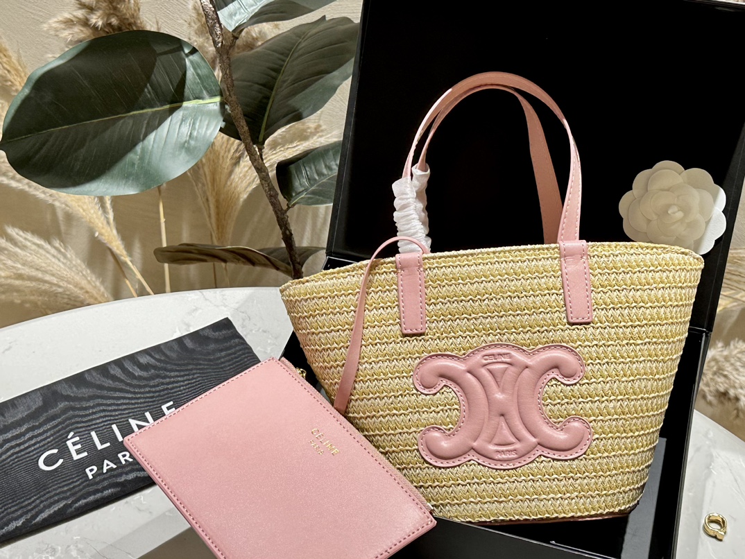 Celine Bags Handbags Weave Calfskin Cowhide Straw Woven