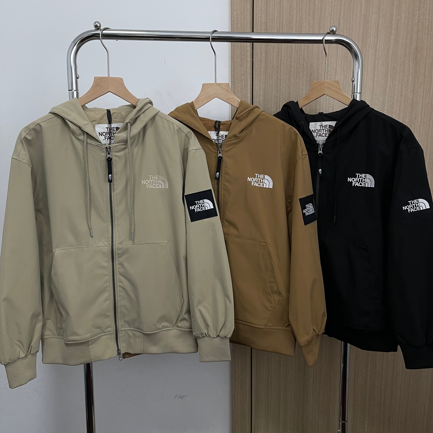 The North Face Clothing Coats & Jackets Black Grey Khaki White Embroidery Unisex Spandex Spring Collection Vintage Hooded Top