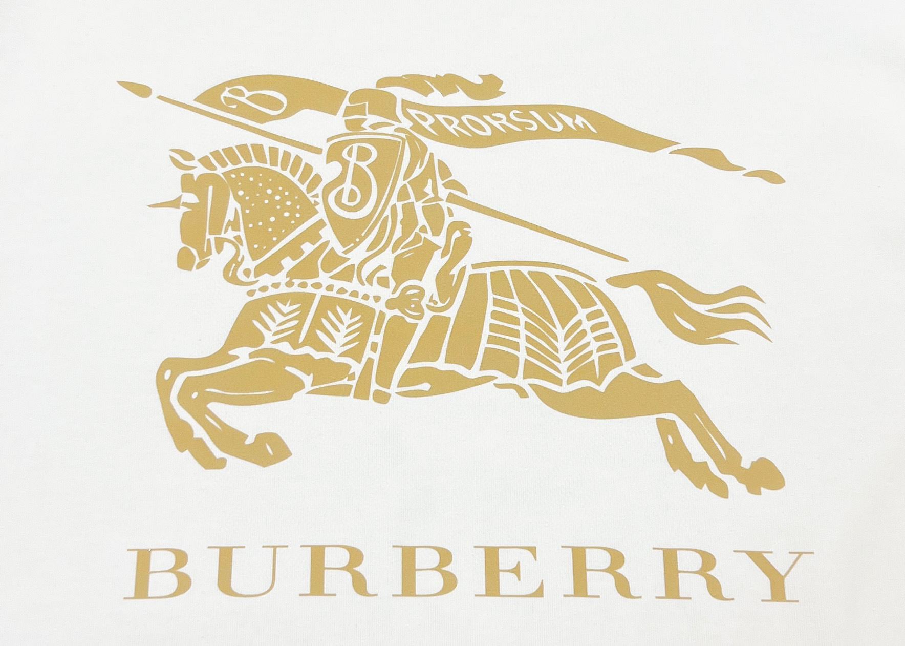 💰85
👑新款短袖上新🆕25ss夏季新品BURBERRY 🐎巴宝莉骑士tee，经典永流传，简直是时尚圈的“常青树”🌲

260g双纱面料，质感直接拉满💯  软糯又挺括，贴身穿像被云朵轻轻包裹☁️  厚度刚好，四季穿都很奈斯，不会软塌塌没型，高级感拿捏～

经典骑士图案🏇  金色印花超精致，战马奔腾的设计，自带英伦贵族气场，走在街上，回头率爆棚📸  不管是搭牛仔裤走休闲风，还是配西装裤凹轻商务造型，都能稳稳hold住，轻松拿捏各种风格切换✨

印花工艺也很绝，久洗不易脱落、开裂，经得住时间考验⌛️  就像巴宝莉的品牌魅力，历久弥新，穿个几年依旧是衣柜里的“宝藏单品”💎

喜欢经典款、追求品质的宝子，别错过！穿上它，你就是行走的时尚教科书，把高级感焊在身上～

颜色：黑色/白色
尺码：M  L  XL  2XL

M：胸围54  肩宽52   衣长70   袖长22.5
（建议身高170-173厘米）
（建议体重110-135斤）
L：胸围 56  肩宽54   衣长72  袖长23
（建议身高173-175厘米）
（建议体重135-160斤）
XL：胸围58  肩宽56  衣长74  袖长23.5
（建议身高175-180厘米）
（建议体重160-185斤）
2XL：胸围60  肩宽58  衣长76   袖长24 
（建议身高180-185厘米）
（建议体重185-210斤）
👑温馨提示:手工平铺测量，误差在1-2cm内属于正常范围
