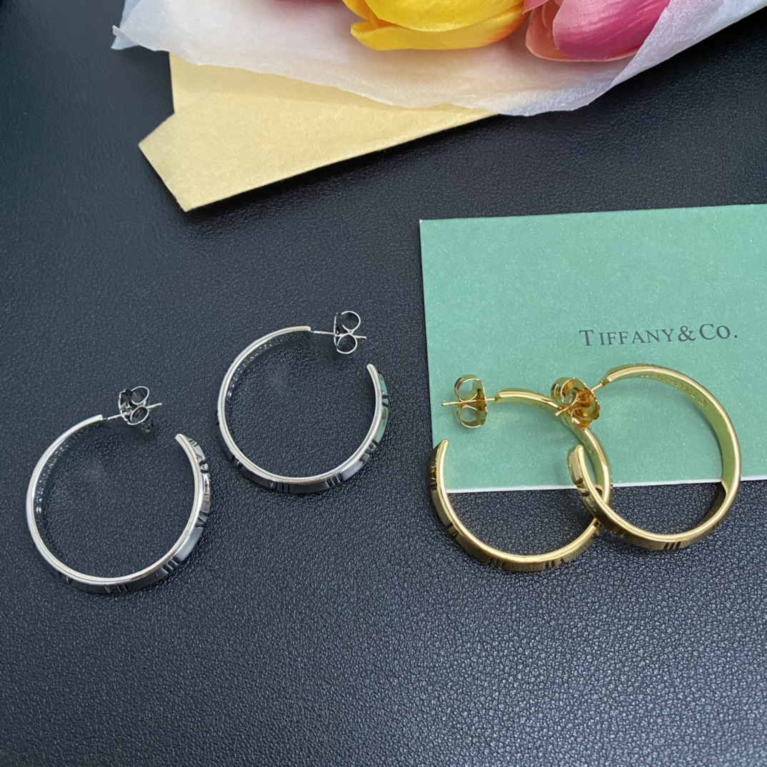 Tiffany Boucles d'oreilles polies à la main nœud concentrique lien émotionnel technologie nanométrique spatiale force et élégance - qualité supérieure