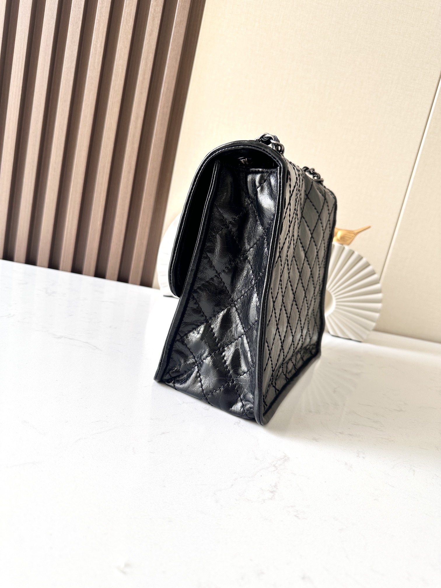 Chanel Vintage树脂皮翻盖豆腐包