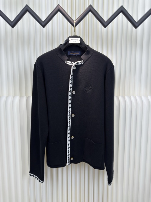 Louis Vuitton Wool-Blend Knit Cardigan with Monogram Trim - Black 1 Louis Vuitton Wool-Blend Knit Cardigan with Monogram Trim - Black