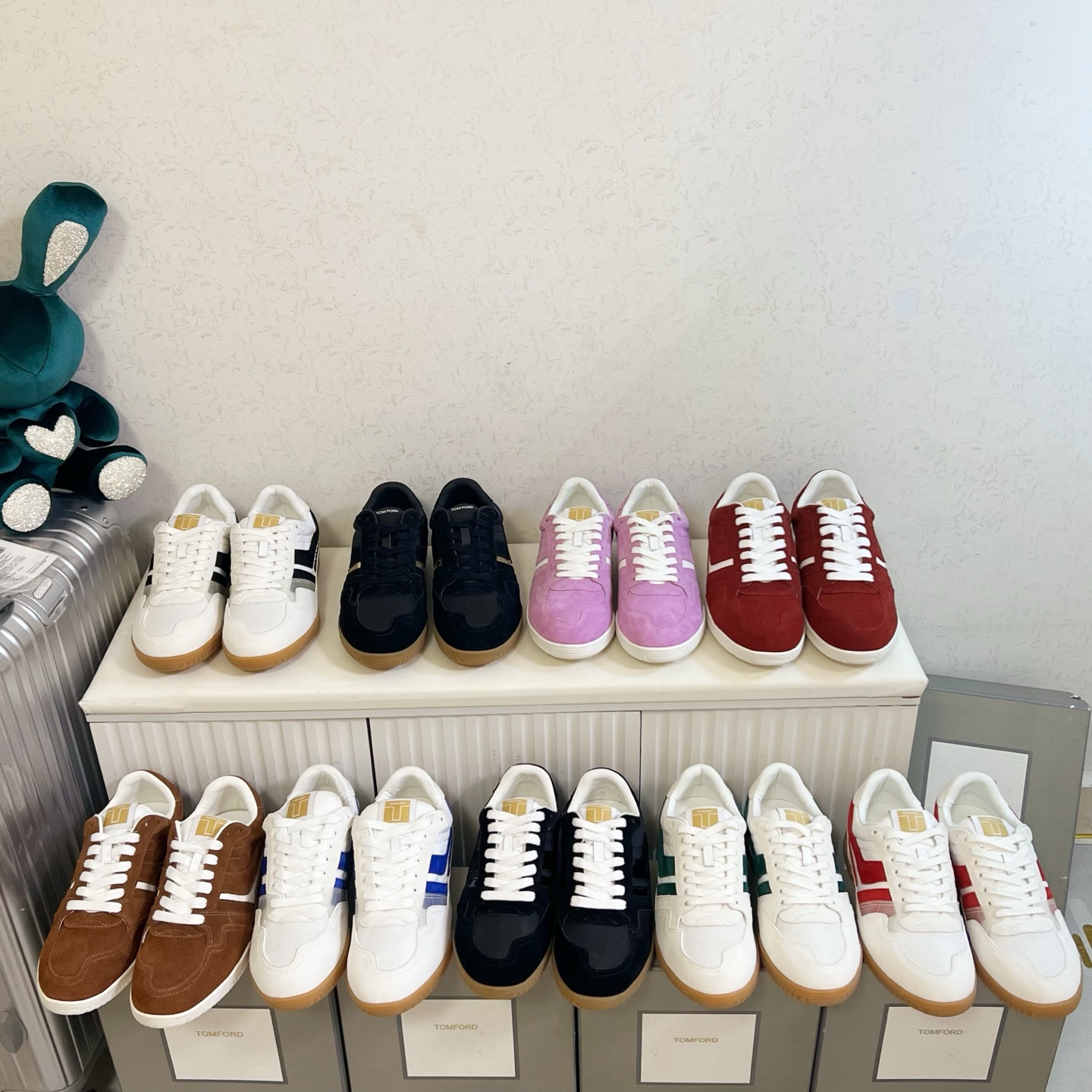 Tom Ford White and Red Low-Top Sneakers