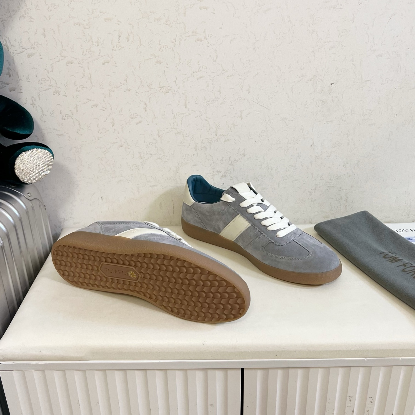 Grey and White Low-Top Sneakers