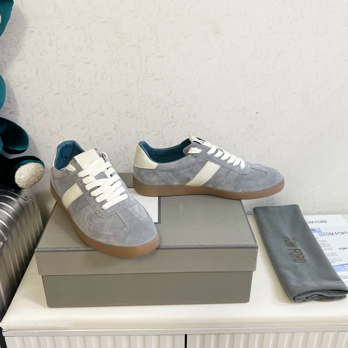 Grey and White Low-Top Sneakers