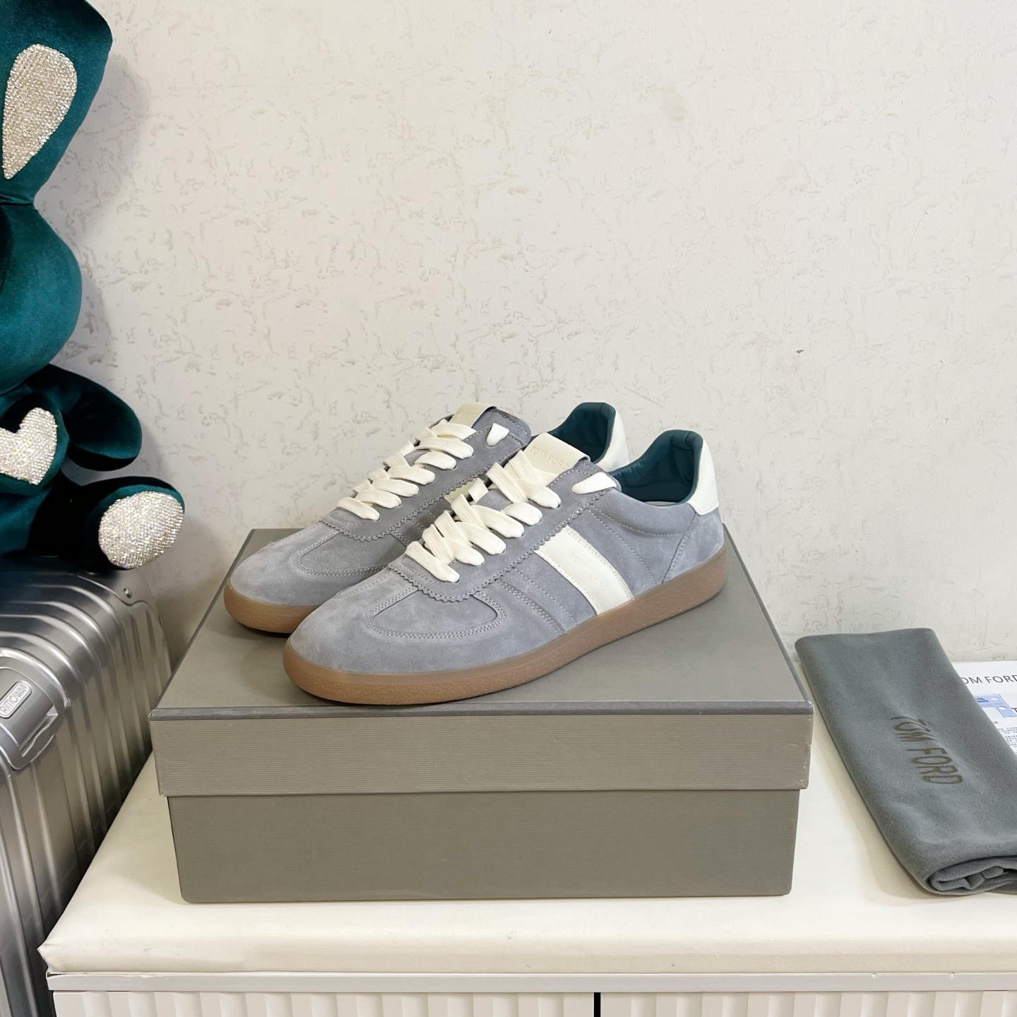 Grey and White Low-Top Sneakers
