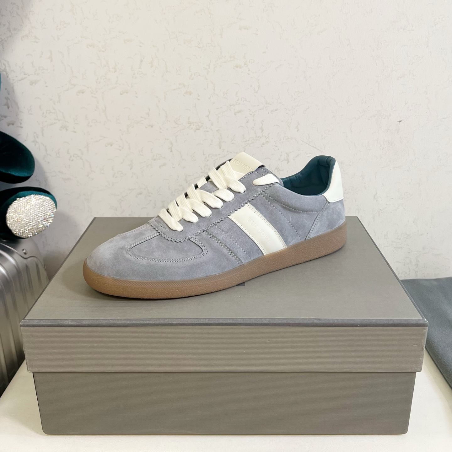 Grey and White Low-Top Sneakers