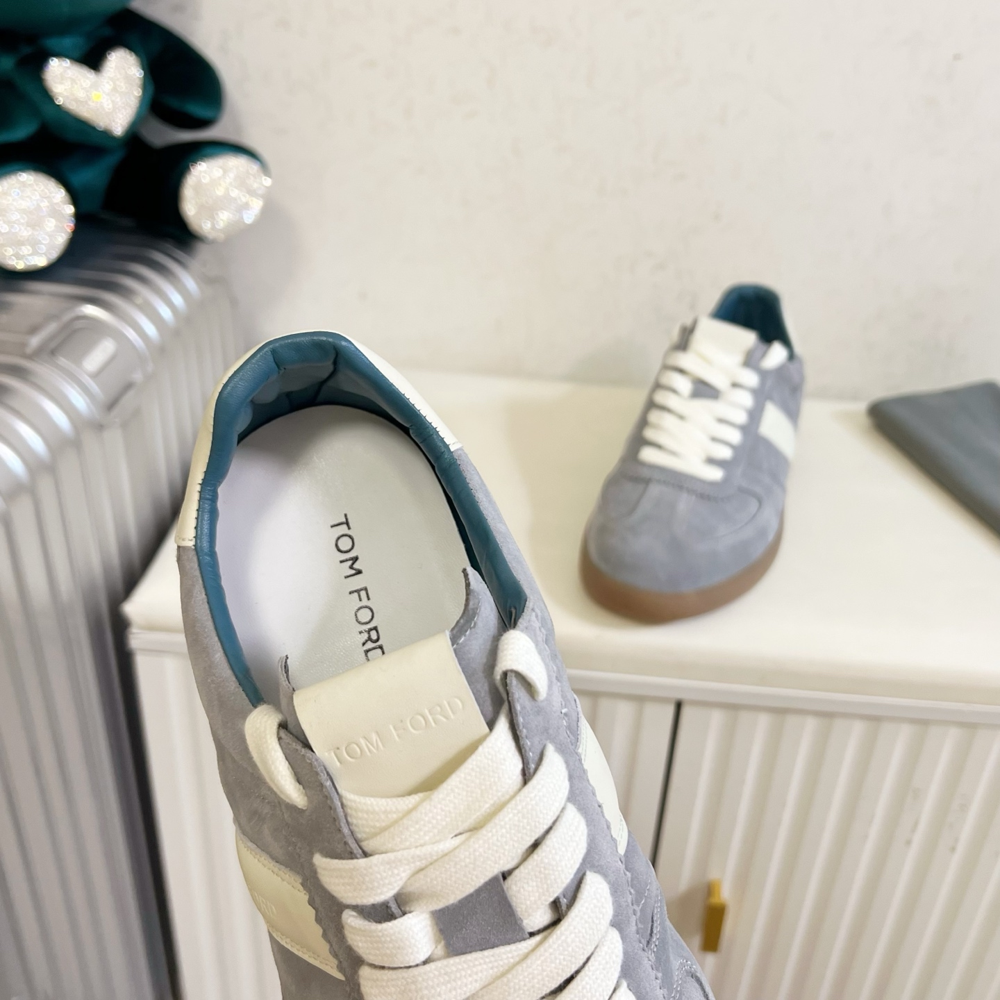 Grey and White Low-Top Sneakers