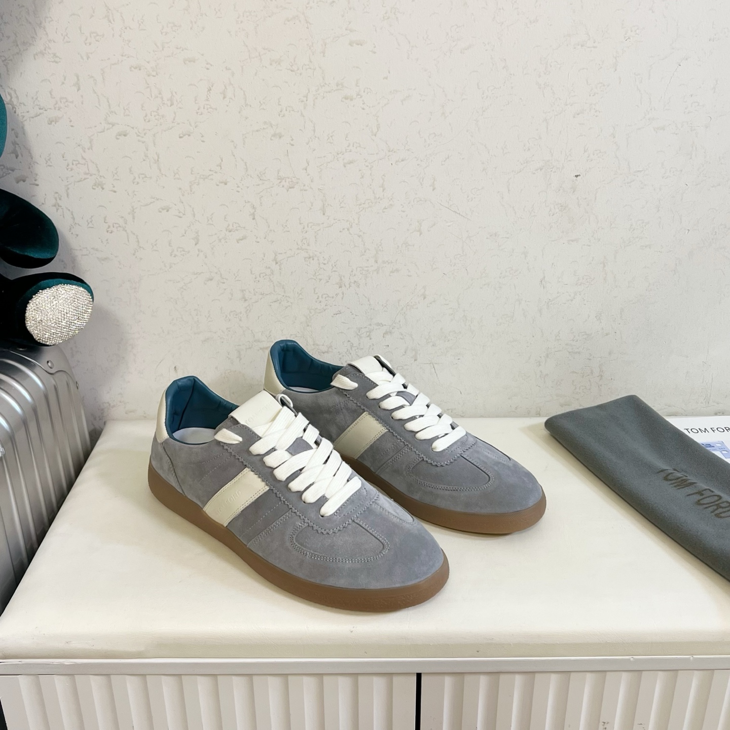 Grey and White Low-Top Sneakers