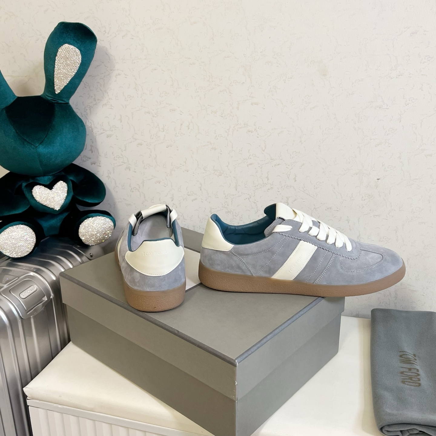 Grey and White Low-Top Sneakers