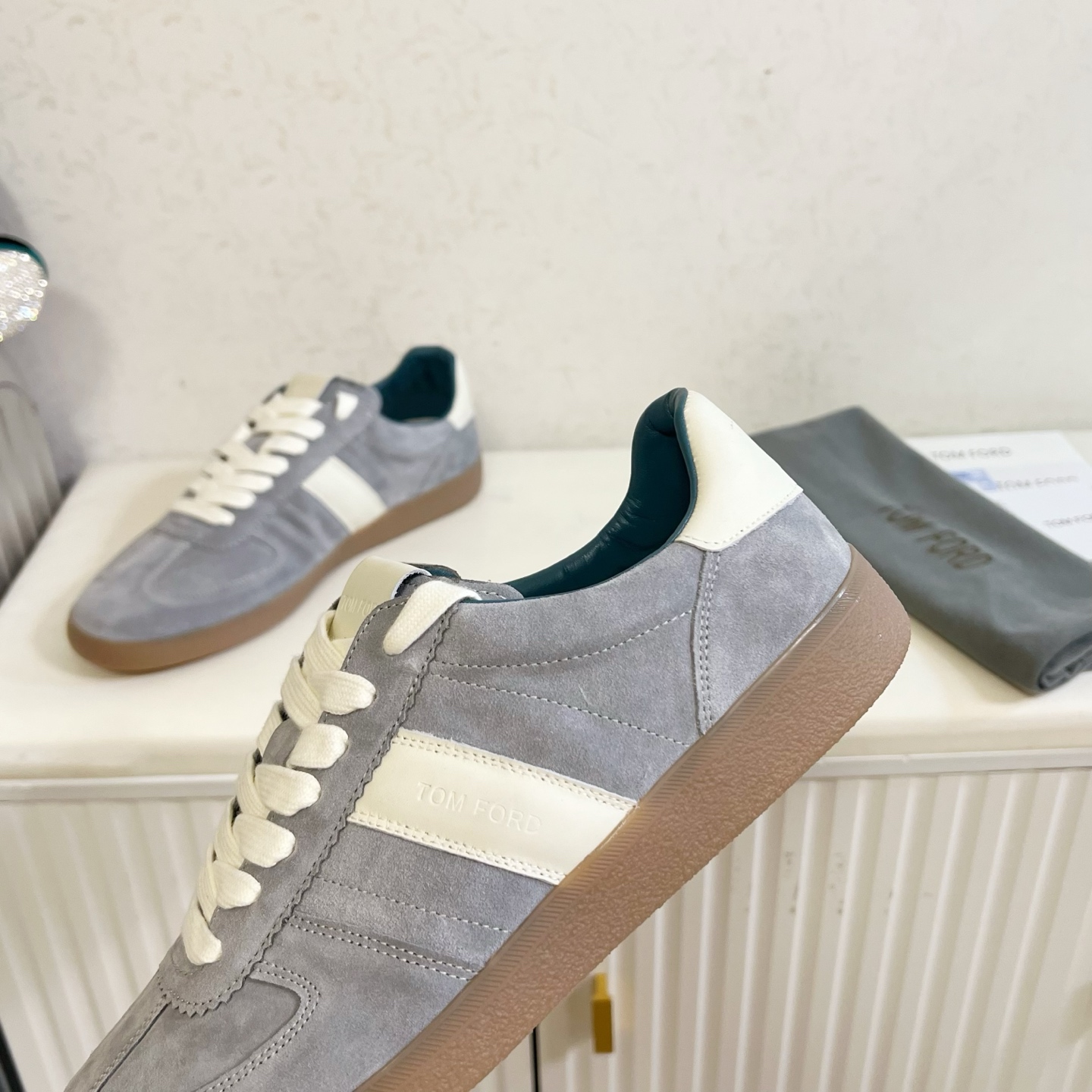 Grey and White Low-Top Sneakers