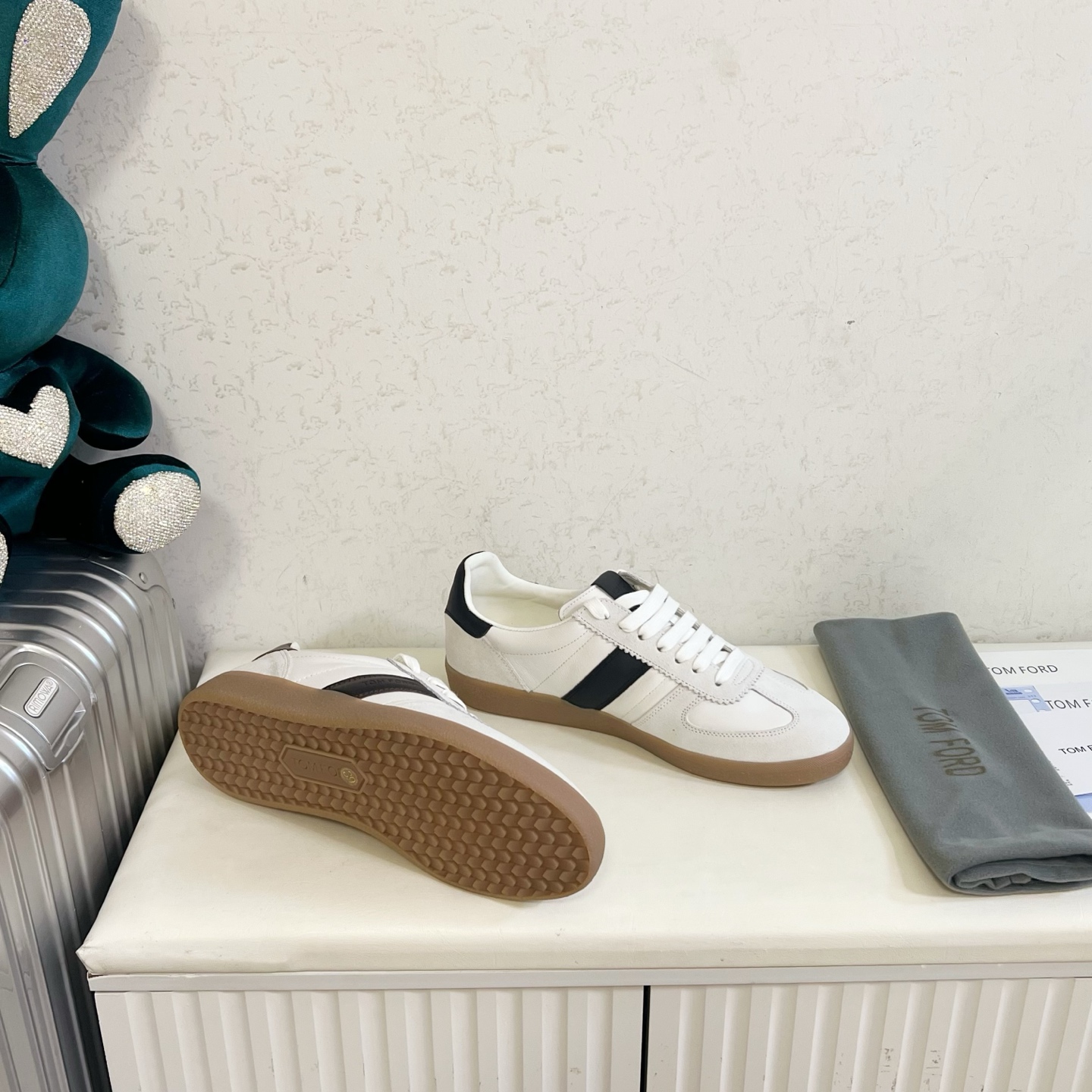 White and Black Low-Top Sneakers