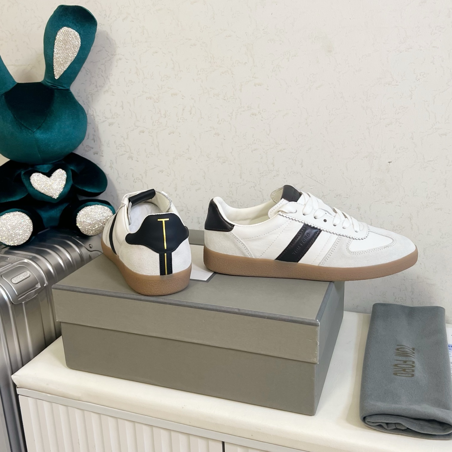 White and Black Low-Top Sneakers