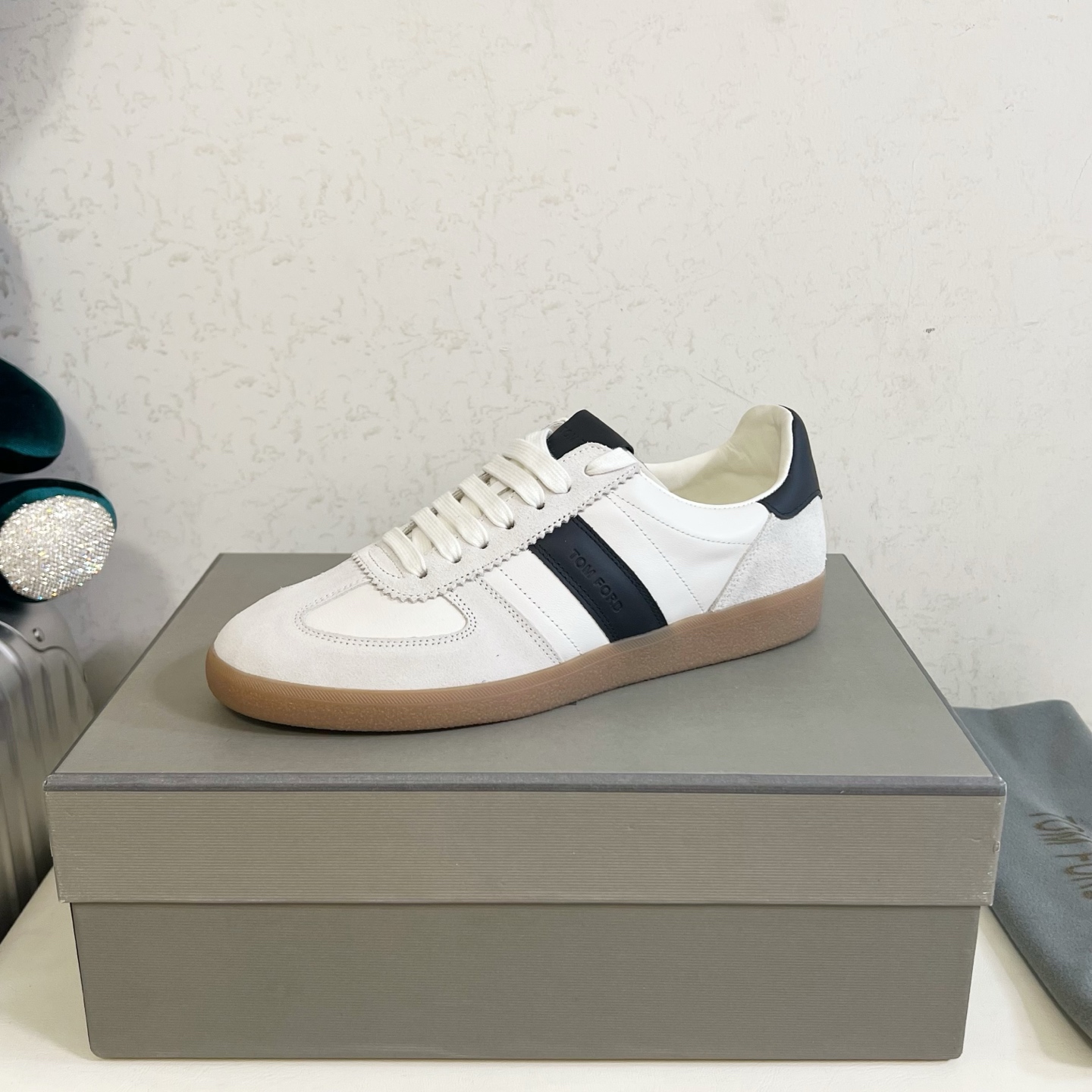 White and Black Low-Top Sneakers