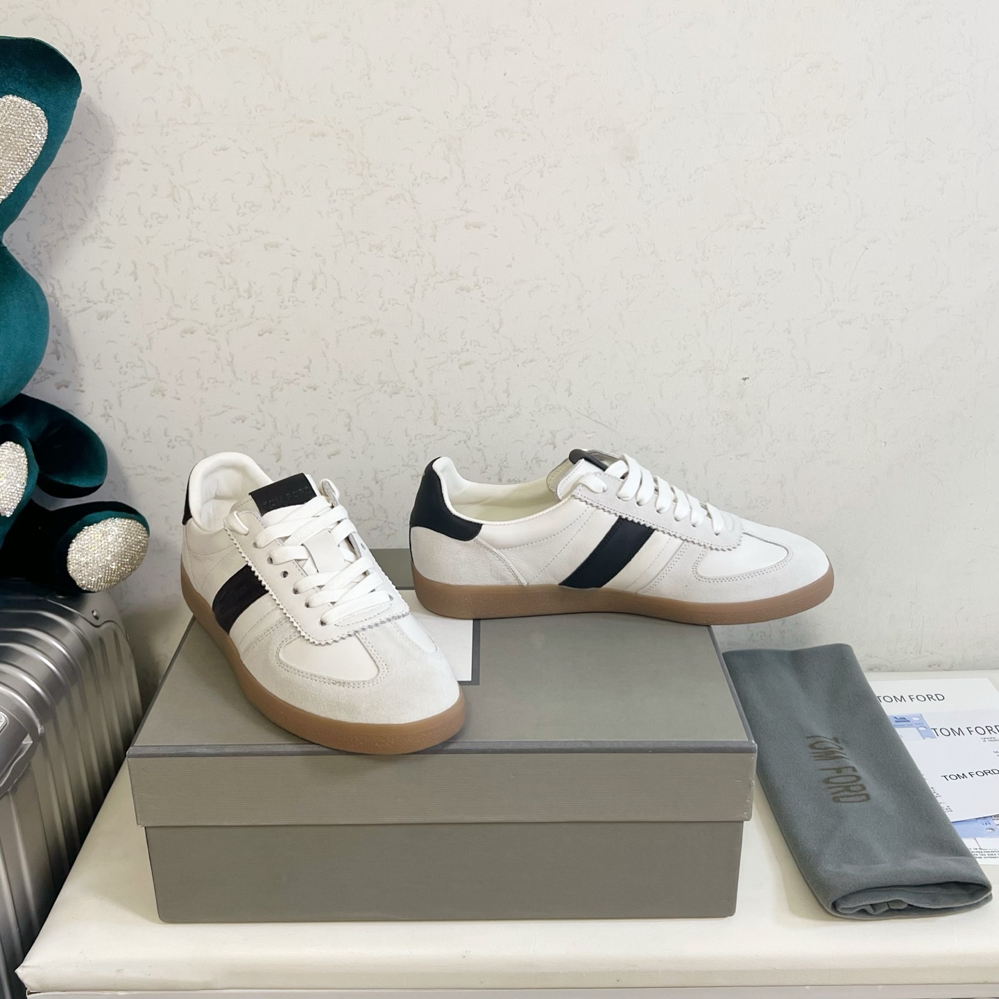 White and Black Low-Top Sneakers