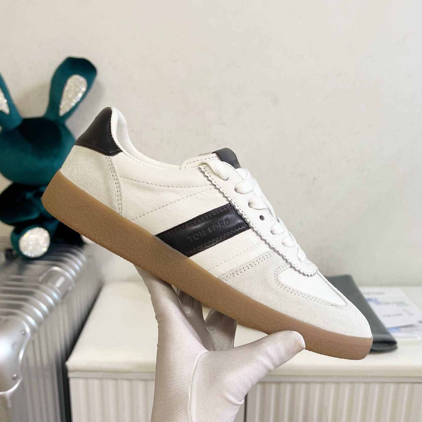 White and Black Low-Top Sneakers