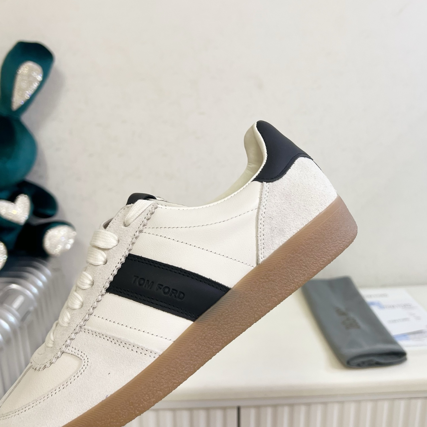 White and Black Low-Top Sneakers