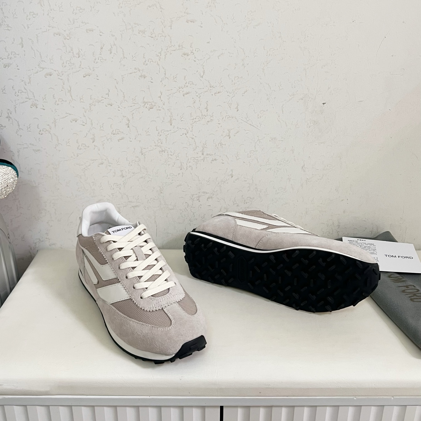 Tom Ford Grey and White Sneakers