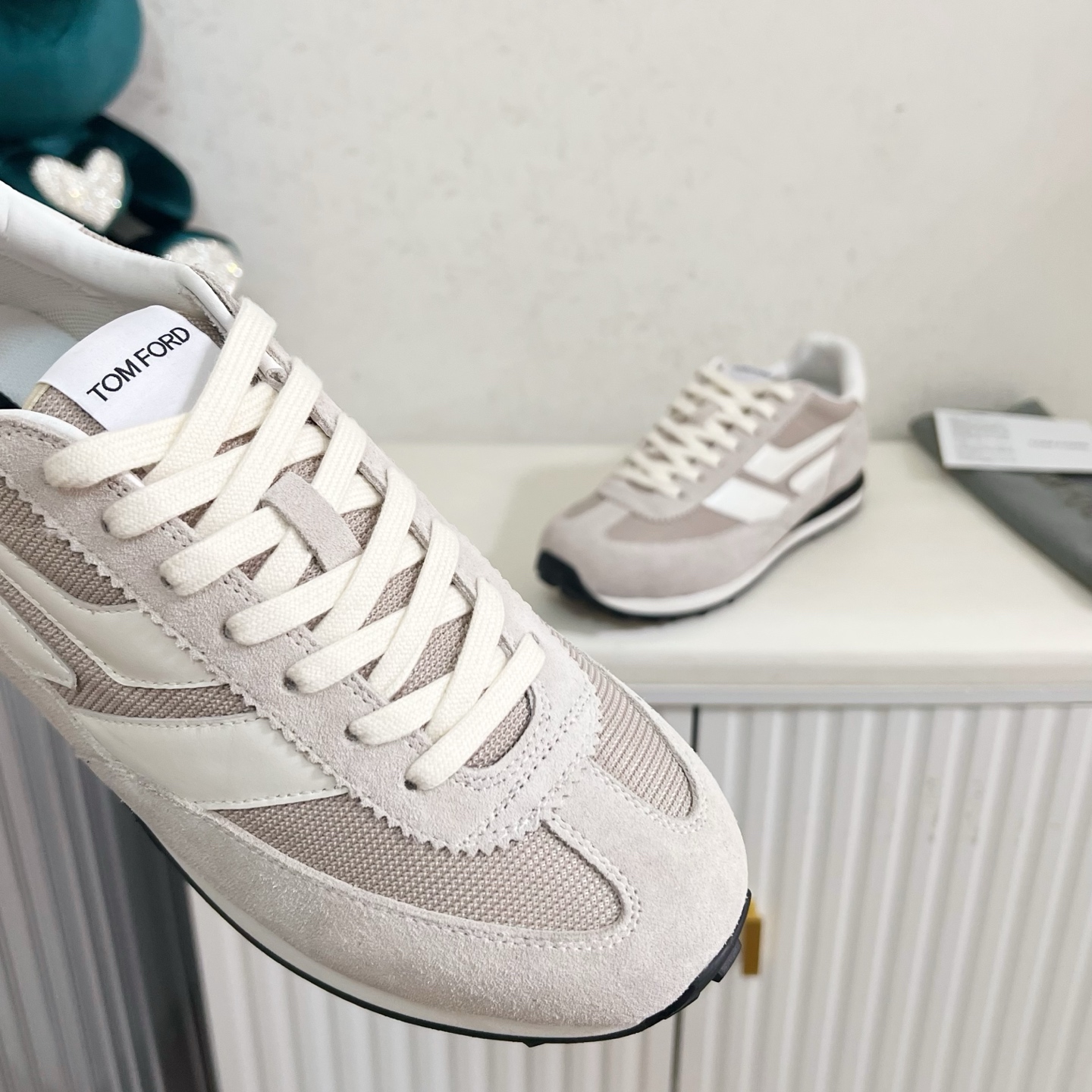 Tom Ford Grey and White Sneakers