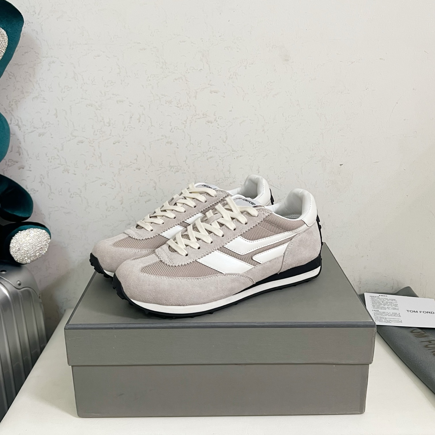 Tom Ford Grey and White Sneakers