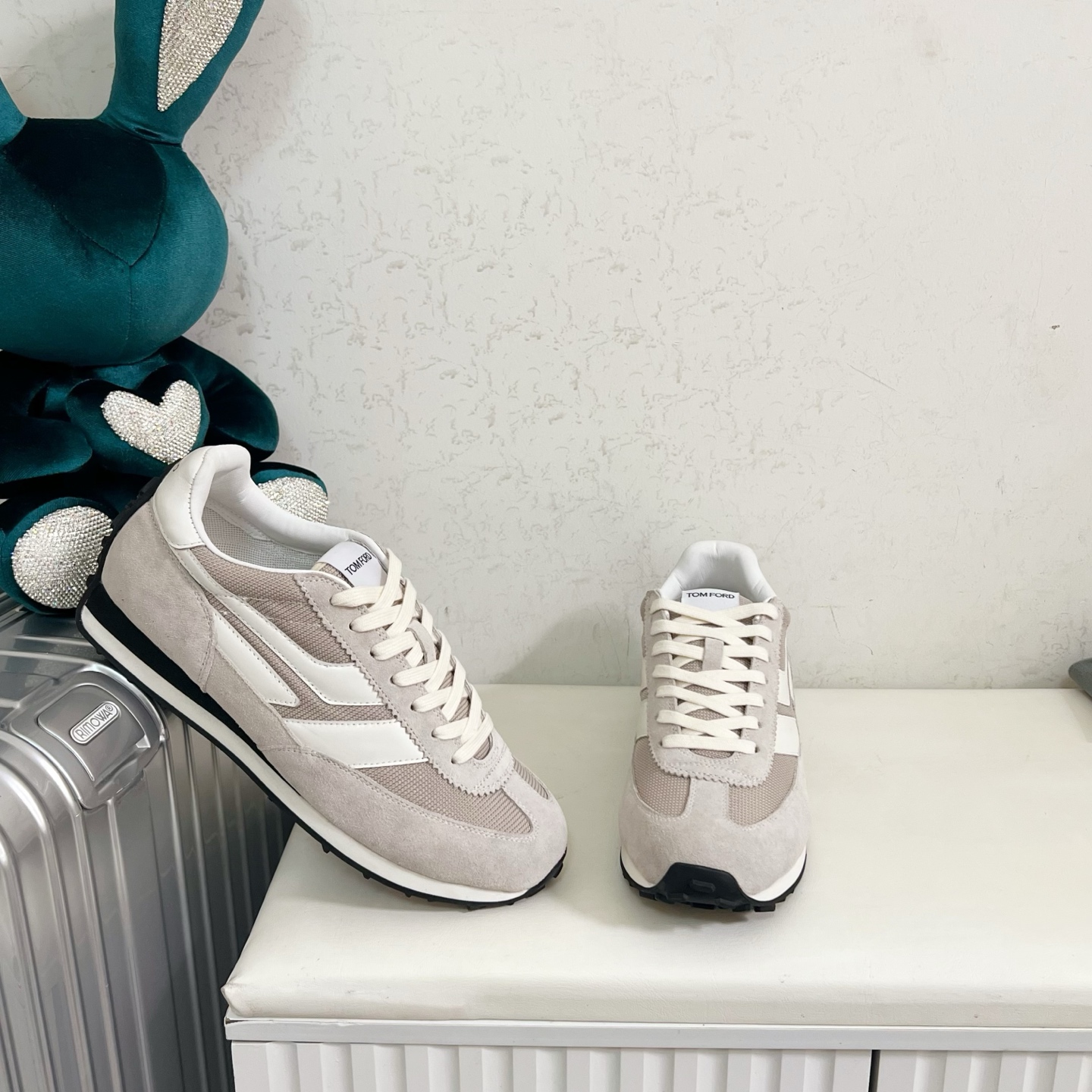 Tom Ford Grey and White Sneakers