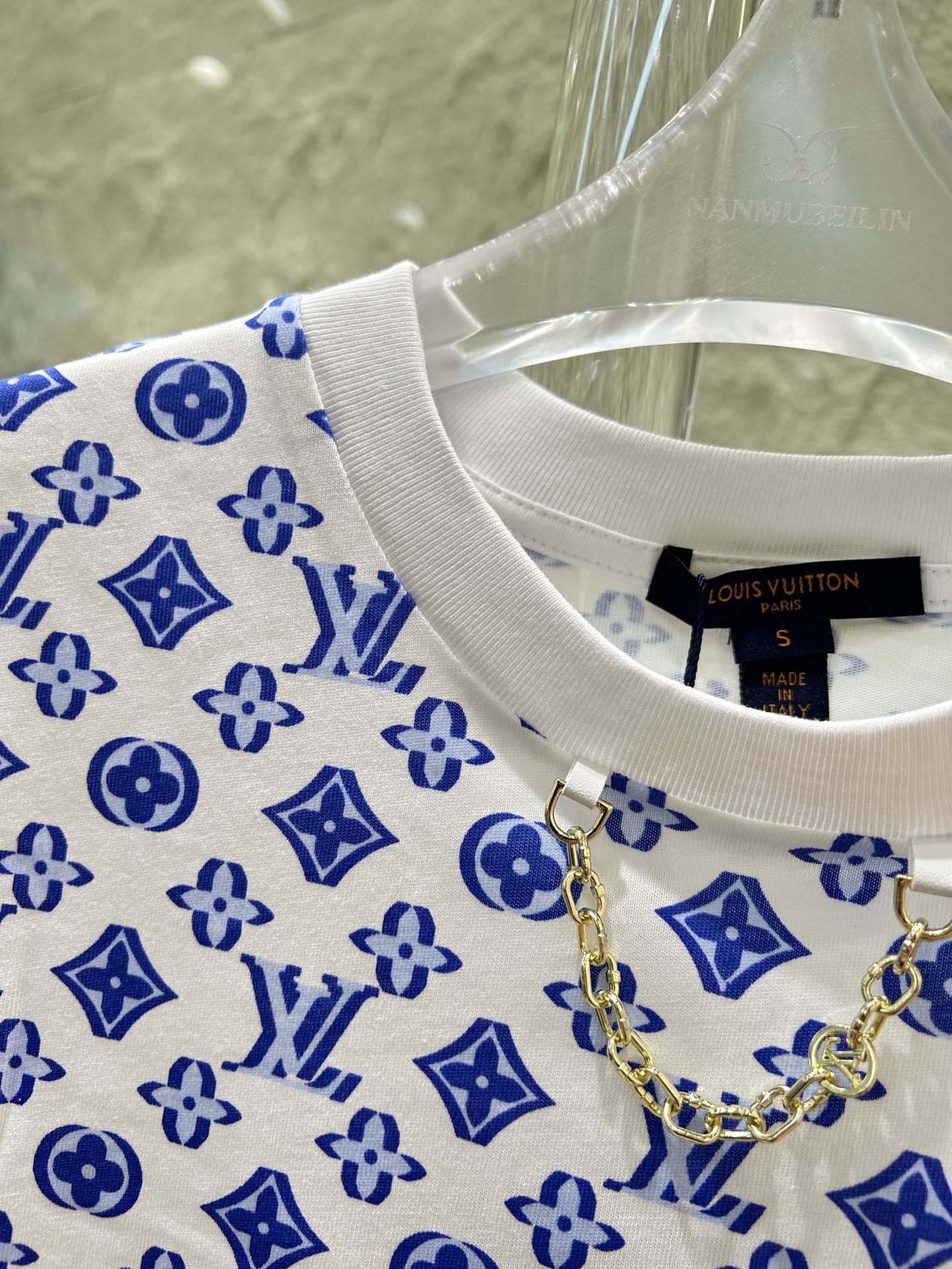 Louis Vuitton Vêtements T-Shirt Bleu Imprimé Série d’été