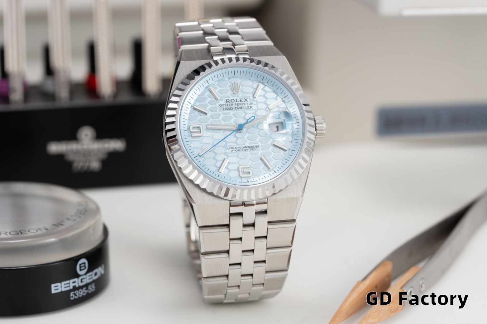 Rolex Oyster Perpetual Land-Dweller Blue Honeycomb Dial Stainless Steel Watch 3 a1753889371809 4118