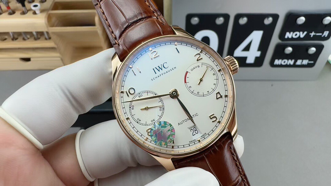 Nova réplica de designer
 IWC Portuguese Relógio Azul Couro vaca Automatic Mechanical Movement Cinta couro