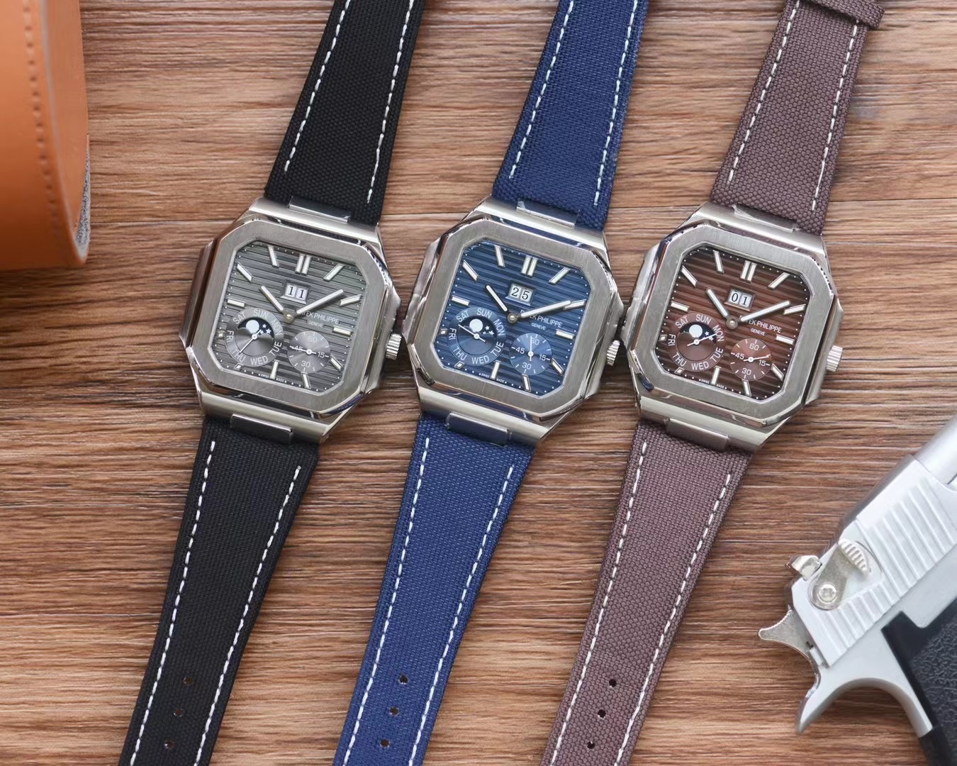 NO:602104,Patek Philippe launches a new series of CUBITUS 5822-001 watches, with instant jump oversized date, day of the week and moon phase display functions. This Cubitus bracelet and dial are both classic and fashionable, with a perfect balance of elegance and high-end sense.  Highlights and features 1. Movement: manual winding movement. 2. Steel band: 316L customized ergonomic strap, new buckle style. 3. Case: size 40mm and thickness only 10mm, which is the diagonal length of the case (i.e. 10 o'clock to 4 o'clock). Because the case is approximately square, the width of the upper and lower sides will be less than this value, so the visual effect is not very big.,,patek philippe,bracelet19860909百达翡丽重磅推出新系列CUBITUS 5822-001腕表,瞬跳超大日期,星期及月相显示功能 这款Cubitus手链及表盘,既经典又时尚,优雅与高级感完美平衡. 亮点特色1机芯:手动上链机芯.2钢带:316L定制级人体工程学表带,新扣款式.3表壳:尺寸40mm毫米厚度仅10mm,为表壳对角线长度(即10点位至4点位),因为表壳近似于方形,上下边的宽度会小于这一数值,所以视觉效果并不是很大.,,patek philippe,bracelet,Watch