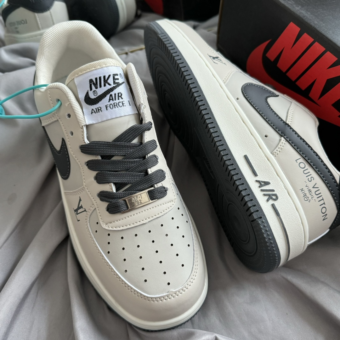 万胜出厂价:67💰空军一号♻️二层皮系列,原盒真标 Nk Air Force 1 Low AF1 空军一号低帮 LV灰色 码数36-44 男女现货