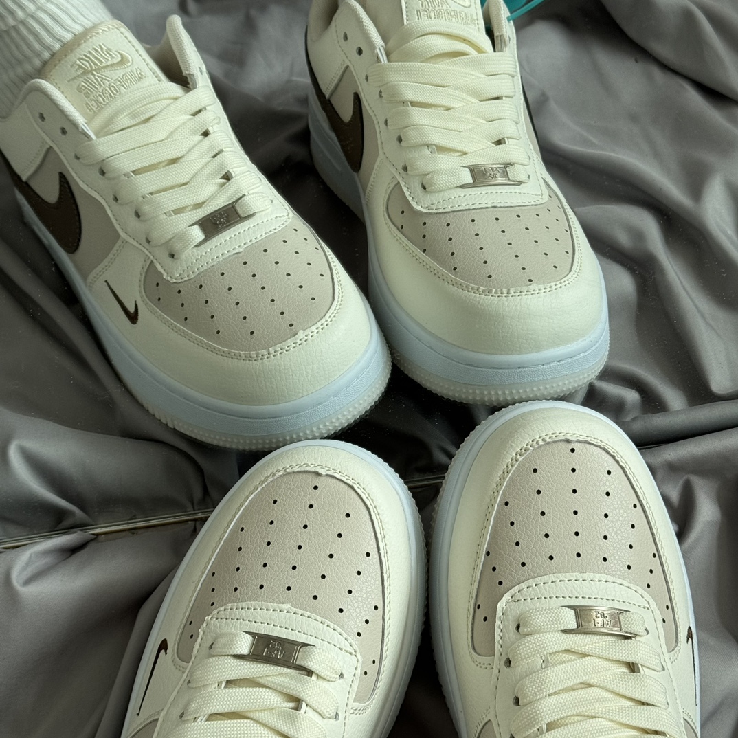 万胜出厂价:67💰空军一号♻️二层皮系列,原盒真标 Nk Air Force 1 Low AF1 空军一号低帮 奶茶棕 码数36-44 男女现货