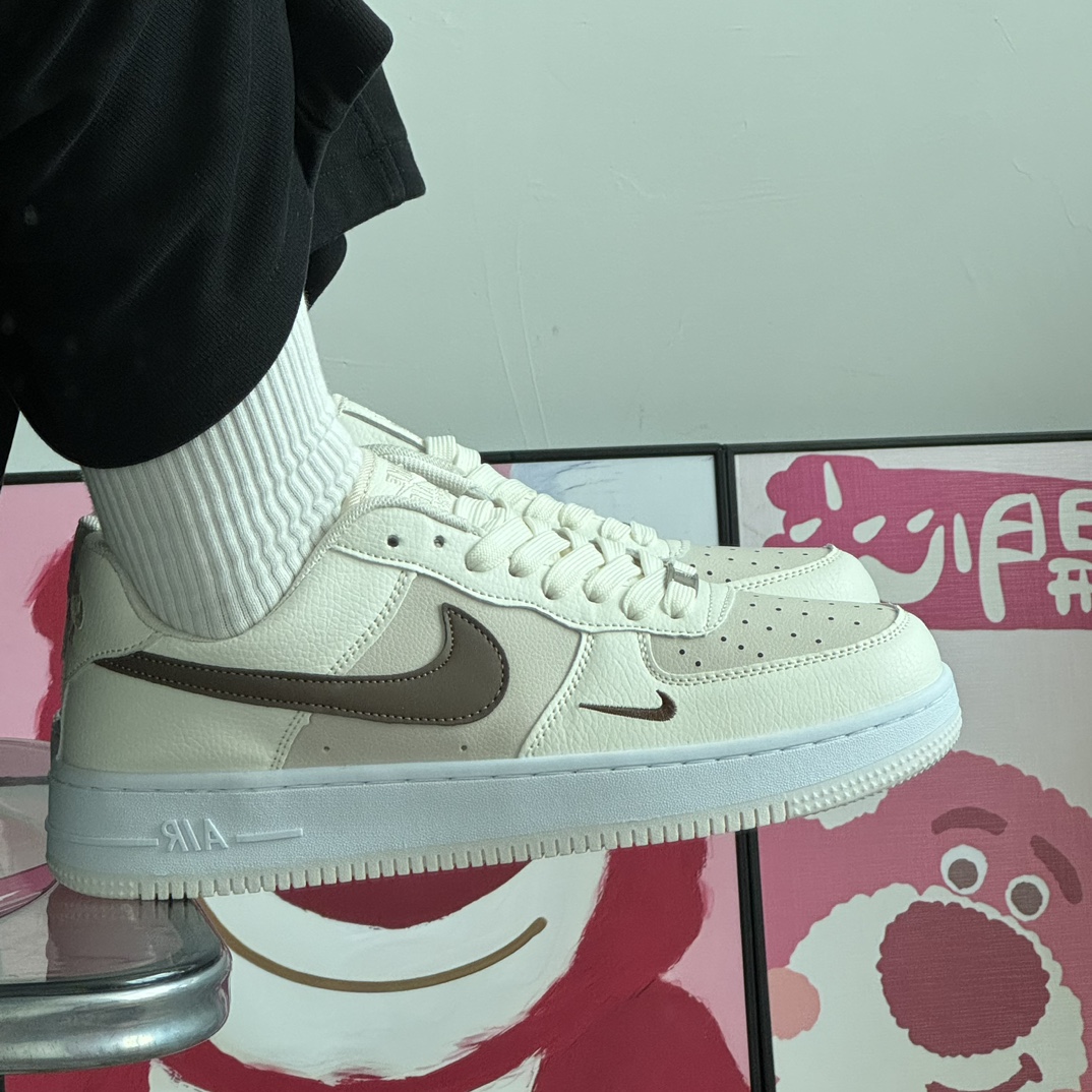 万胜出厂价:67💰空军一号♻️二层皮系列,原盒真标 Nk Air Force 1 Low AF1 空军一号低帮 奶茶棕 码数36-44 男女现货