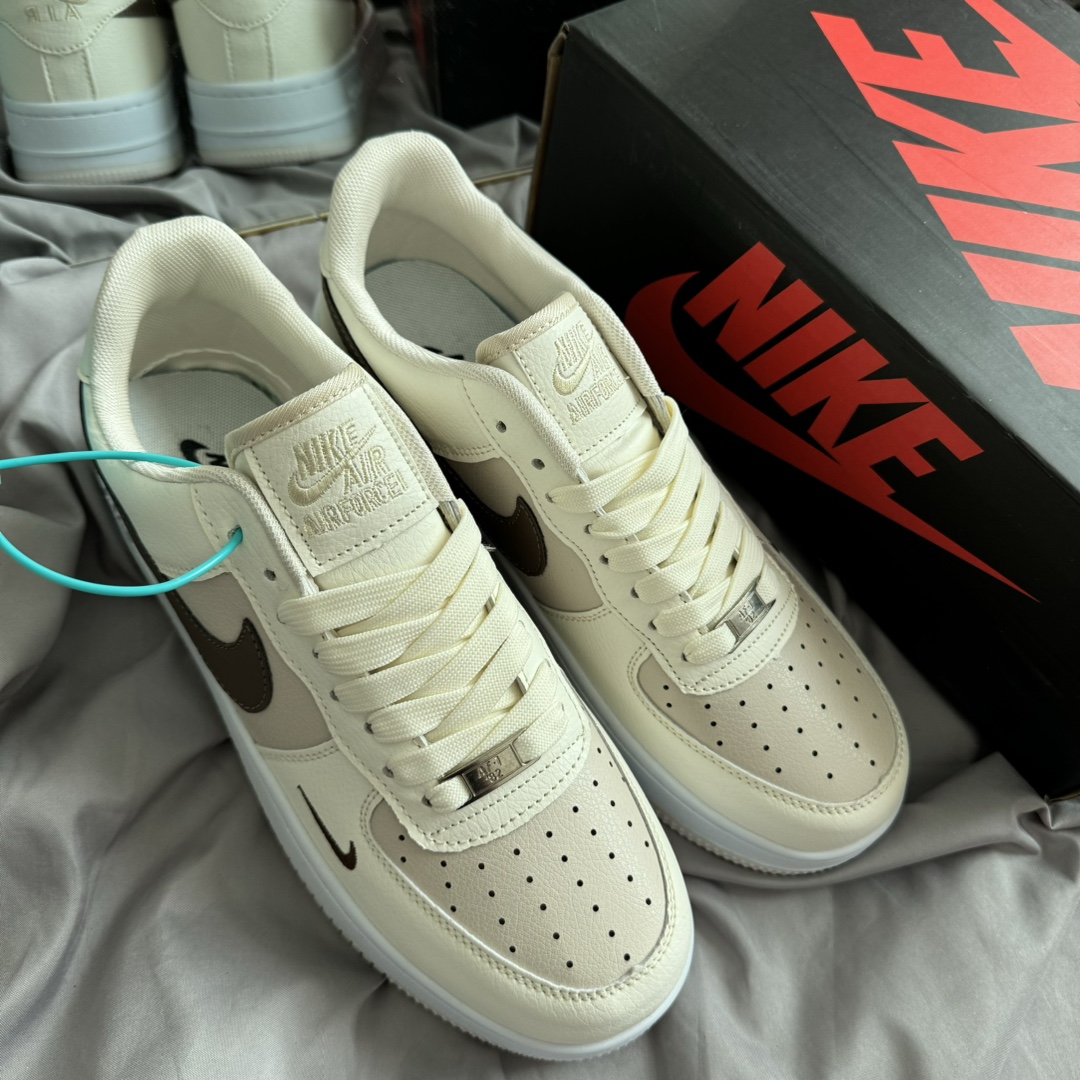 万胜出厂价:67💰空军一号♻️二层皮系列,原盒真标 Nk Air Force 1 Low AF1 空军一号低帮 奶茶棕 码数36-44 男女现货