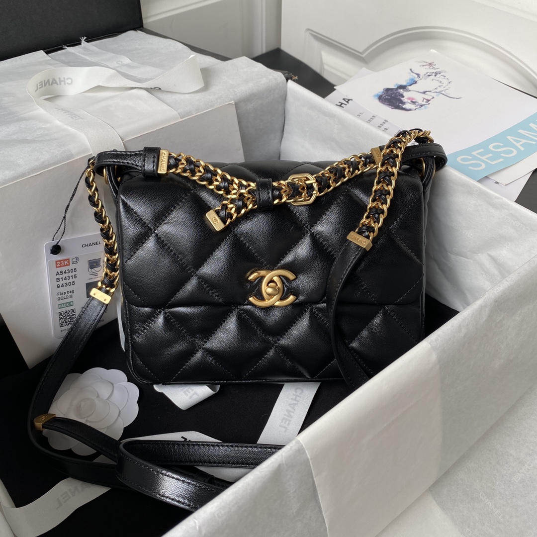 Chanel Crossbody & Shoulder Bags Designer 7 Star Replica
 Black Sheepskin