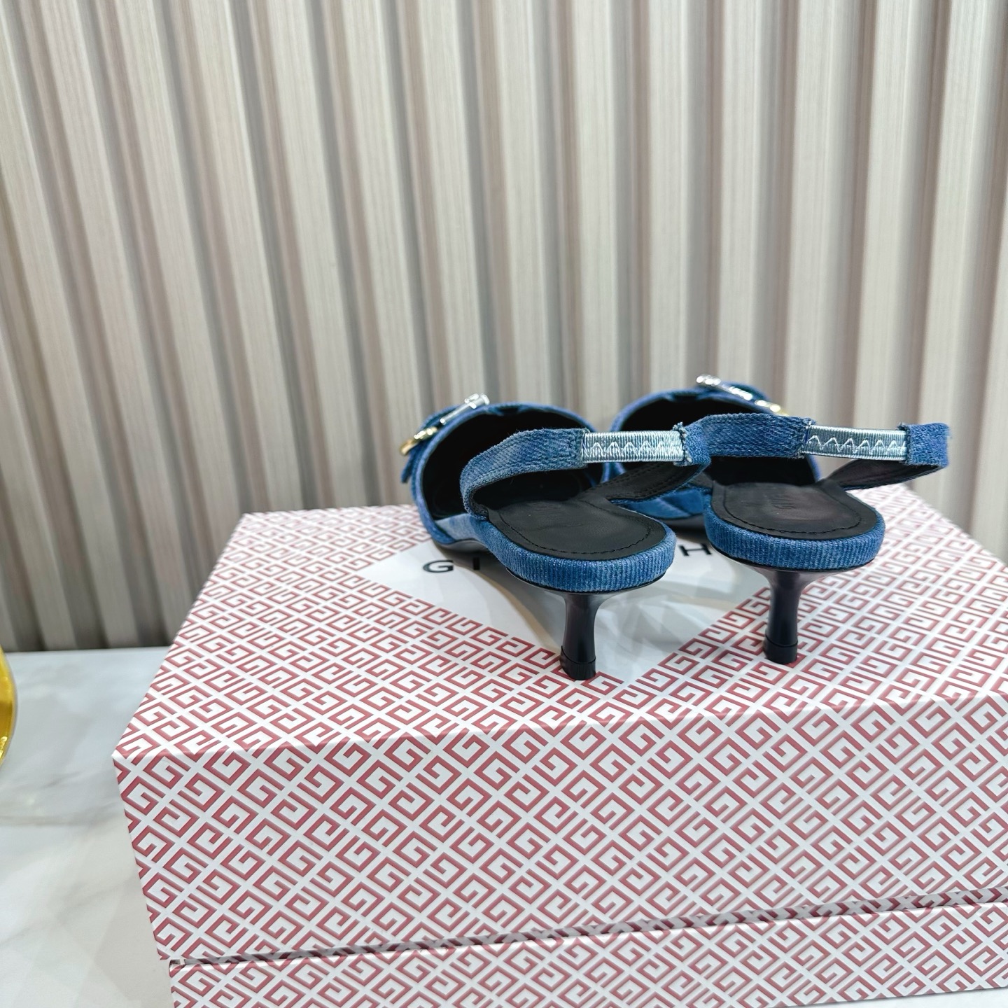 Givenchy Women's Blue Denim Slingback Kitten Heels with Buckle Accent 9 i1741495775820 6787 0 7